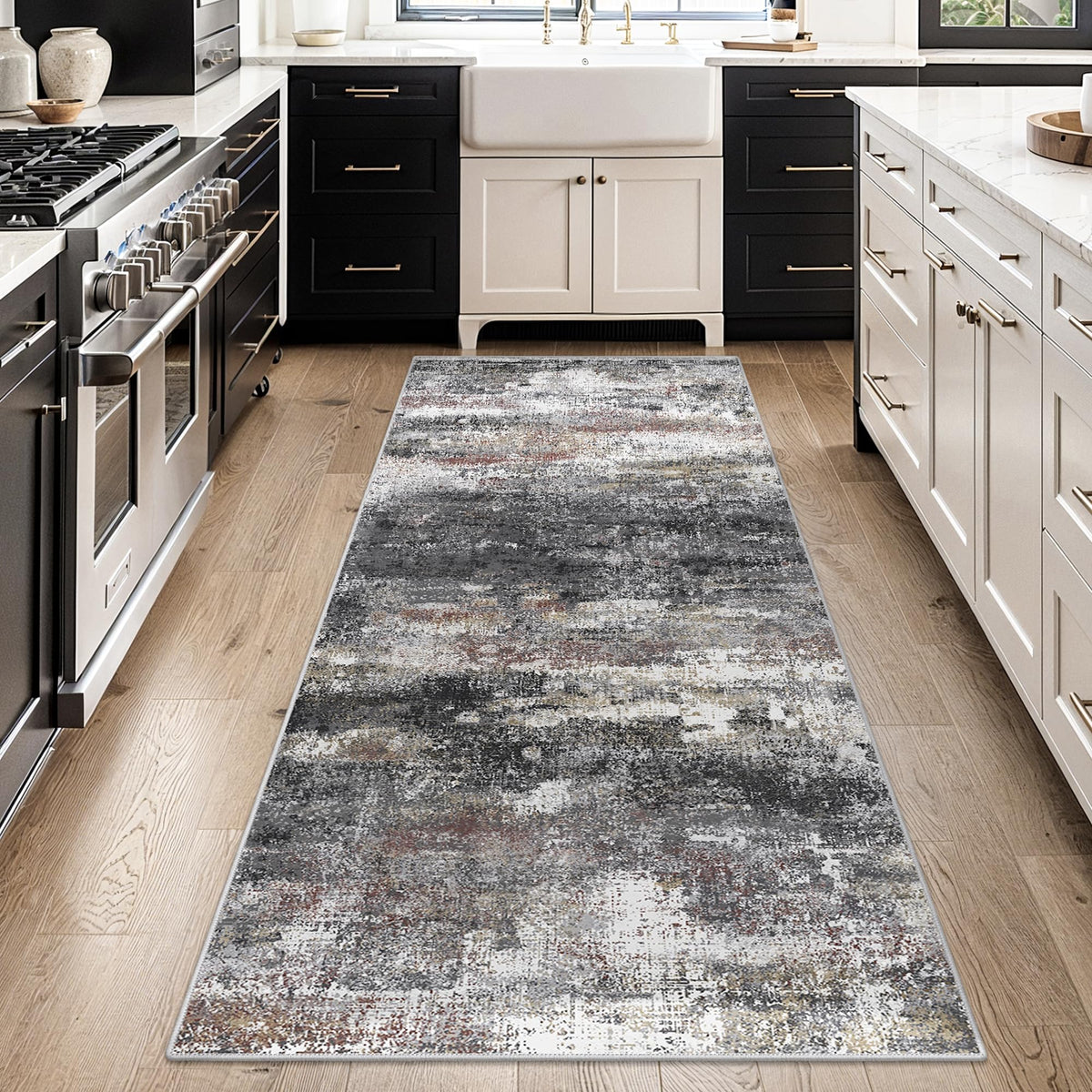 BEIMO 5x7 Green Abstract Area Rug, Washable Non-Slip for Bedroom | Soft Low-Pile Carpet, Lightweight and Easy to Vacuum, Sage Living Rooms, Dining Rooms, Bedrooms, and Home Offices
