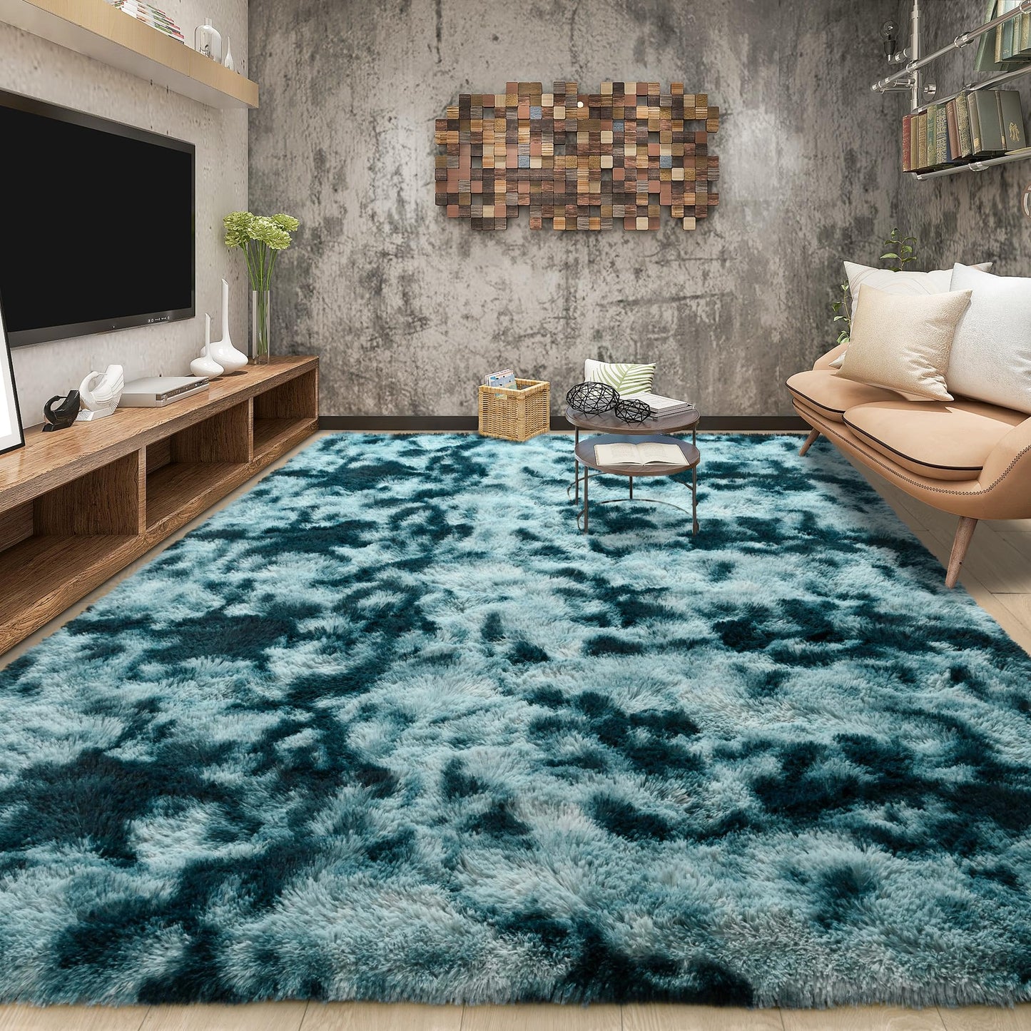 Area Rugs 9x12 for Living Room, Super Soft Fluffy Rugs for Bedroom | Modern Shaggy Rug Fuzzy Carpets for Kids, Plush Indoor Nursery Home Decor Rug with Non-Slip Bottom, Black