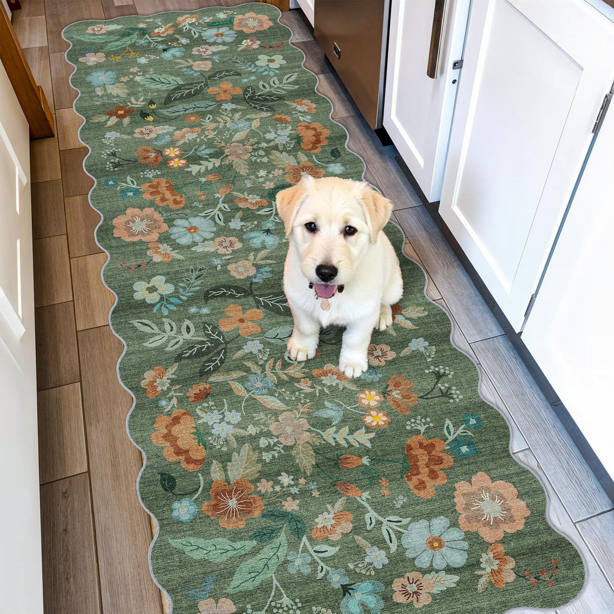 2x6 Hallway Washable Runner Rug : Vintage Soft Kitchen Laundry Runner with Non Slip Backing Farmhouse Entryway Living Room Floor Mat Stain Resistant Carpet for Bedroom Bathroom Distressed Beside Rug