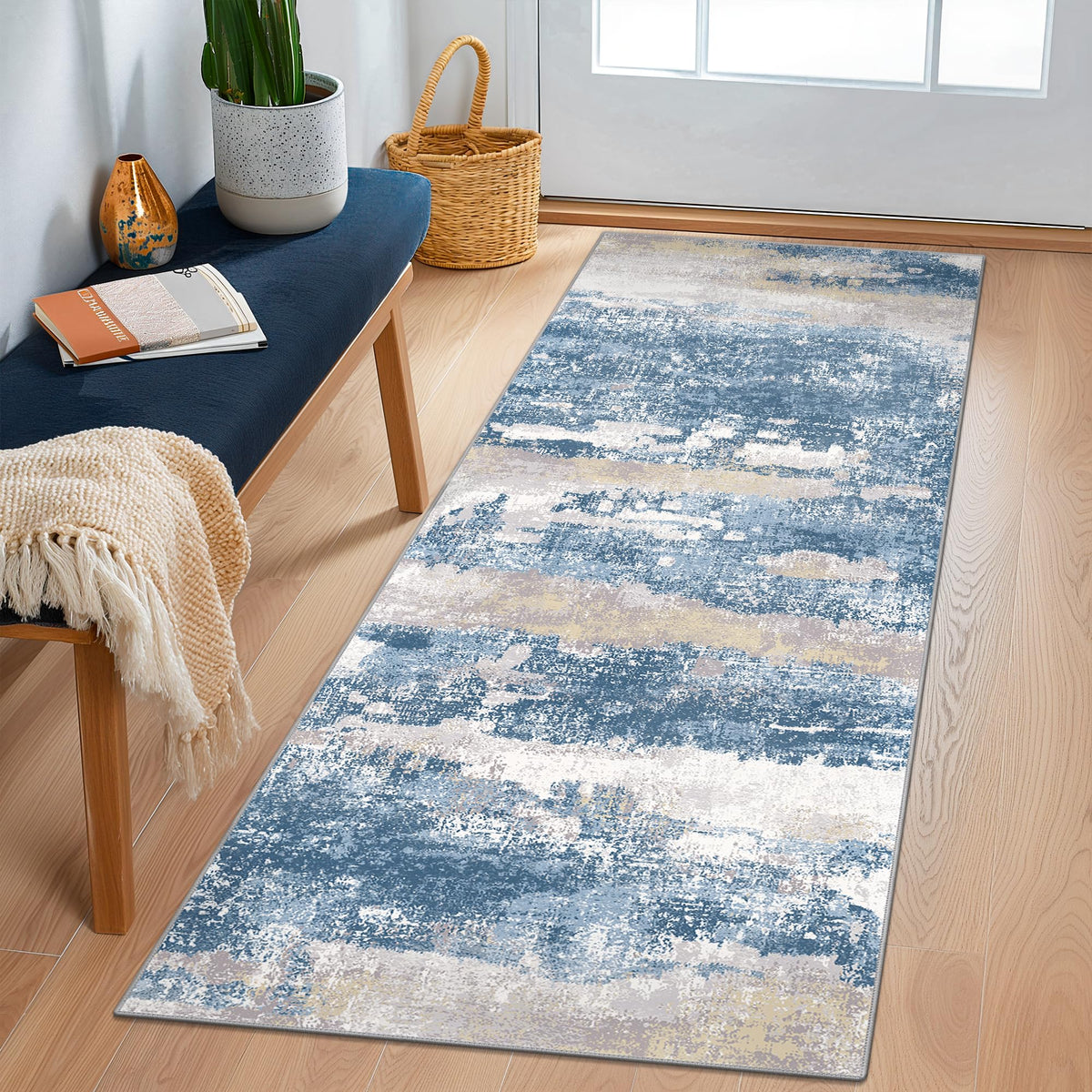 BEIMO 5x7 Green Abstract Area Rug, Washable Non-Slip for Bedroom | Soft Low-Pile Carpet, Lightweight and Easy to Vacuum, Sage Living Rooms, Dining Rooms, Bedrooms, and Home Offices