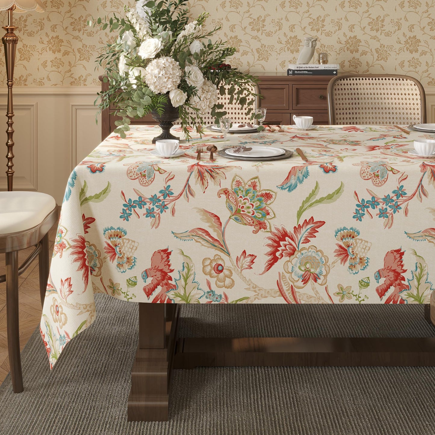 Rectangle Table Cloth,100% Waterproof Tablecloth Oil Proof Spill Proof Vinyl Table Cloth, Wipe Clean Plastic Table Cover for Dining, Camping, Indoor and Outdoor 52" x 70",Leaves