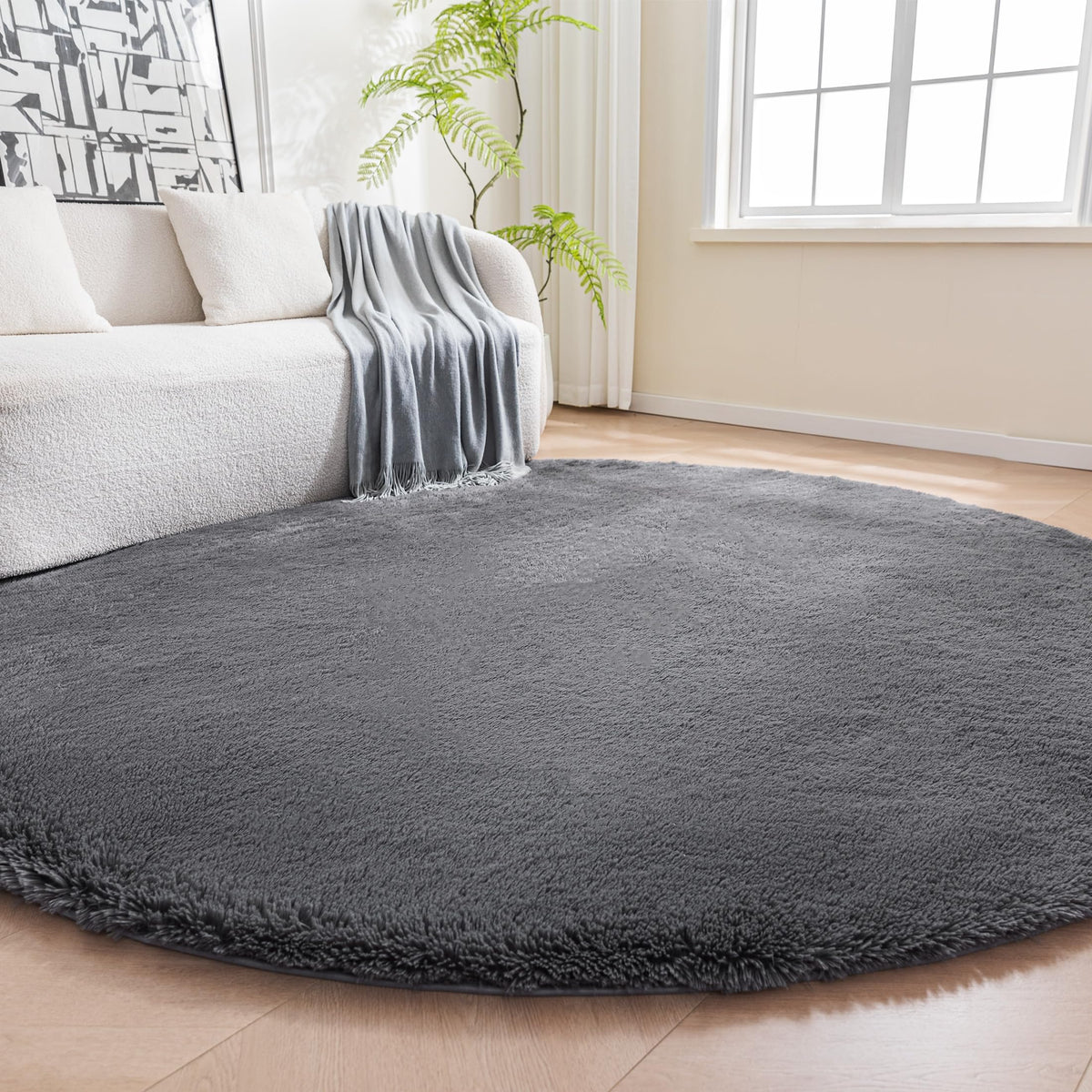 Amazon Basics Fluffy Washable Area Rug, Shaggy Carpet for Living Room, Bedroom, 4' W × 6' L, Pink