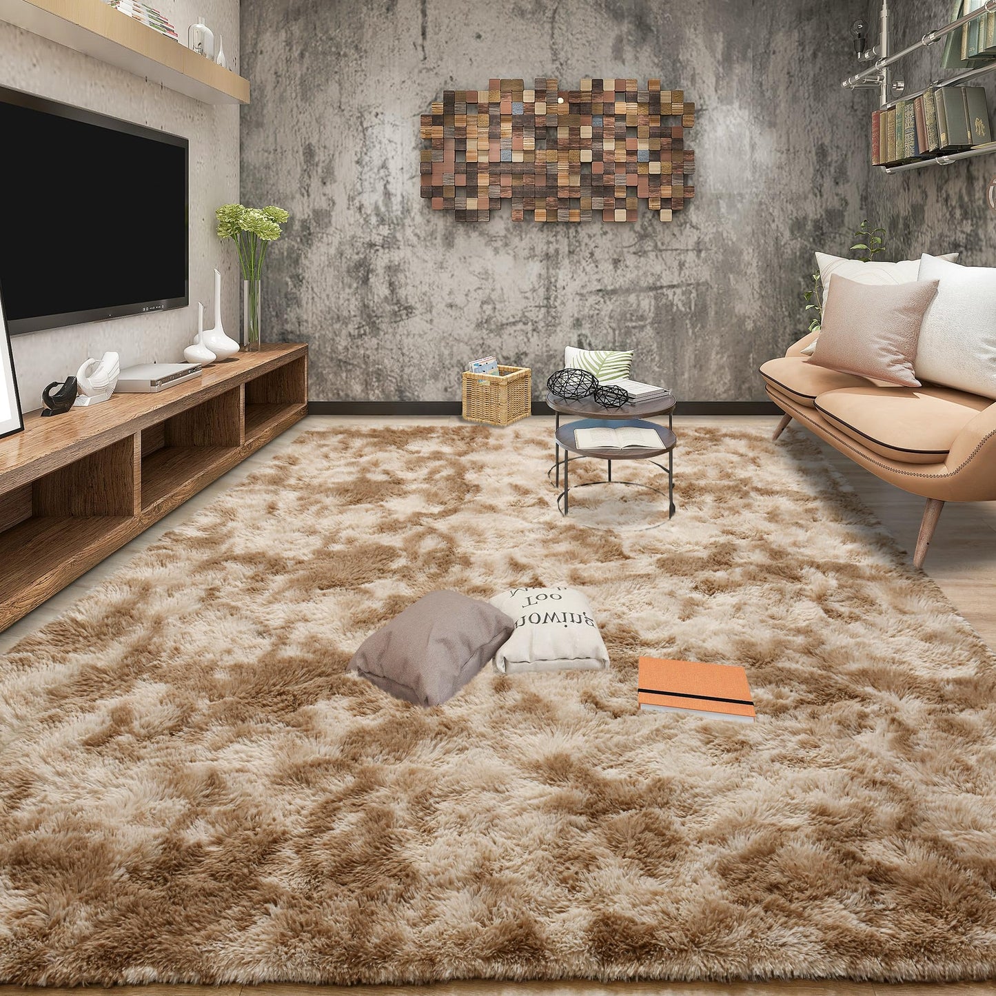 Area Rugs 9x12 for Living Room, Super Soft Fluffy Rugs for Bedroom | Modern Shaggy Rug Fuzzy Carpets for Kids, Plush Indoor Nursery Home Decor Rug with Non-Slip Bottom, Black