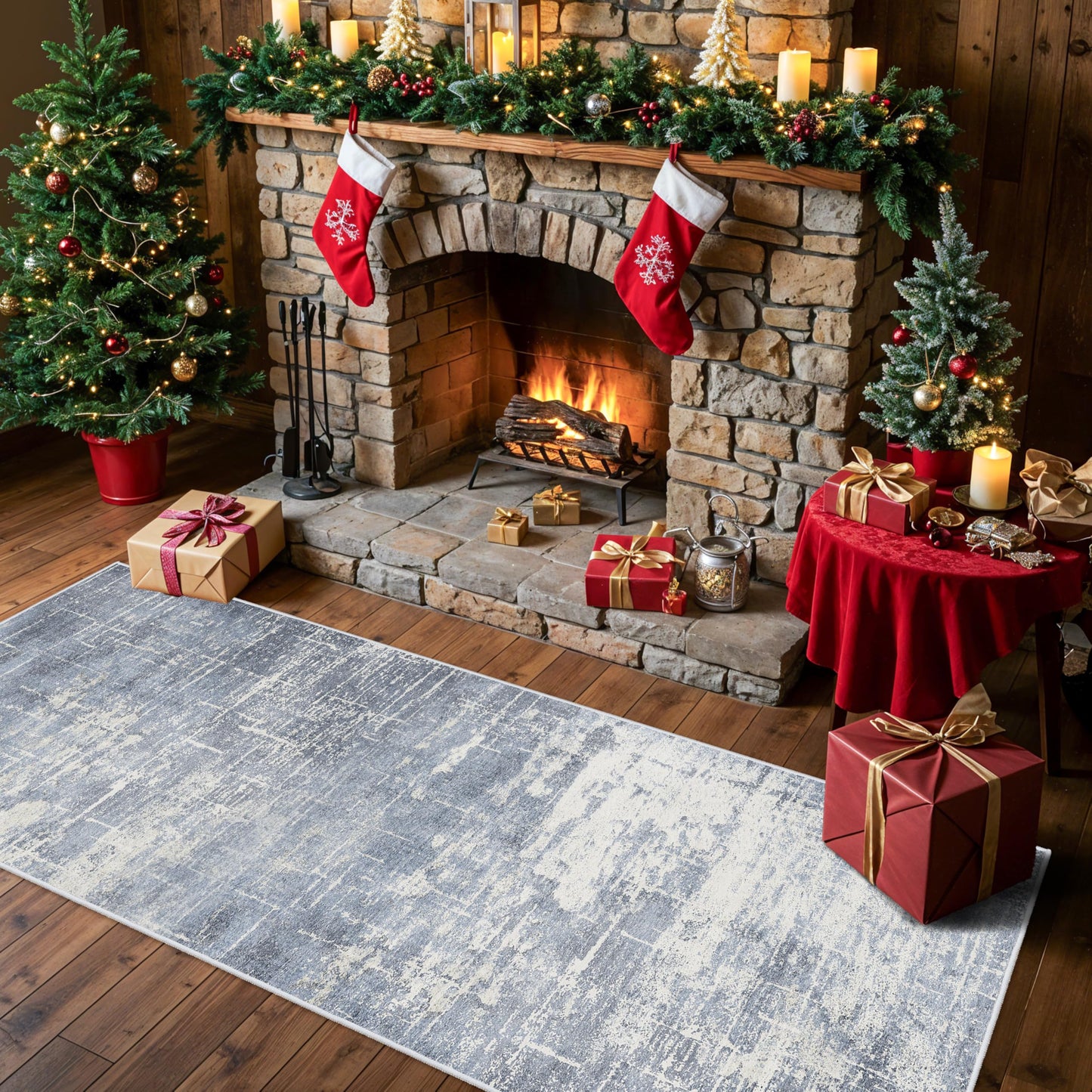 2x6 Hallway Washable Runner Rug : Vintage Soft Kitchen Laundry Runner with Non Slip Backing Farmhouse Entryway Living Room Floor Mat Stain Resistant Carpet for Bedroom Bathroom Distressed Beside Rug