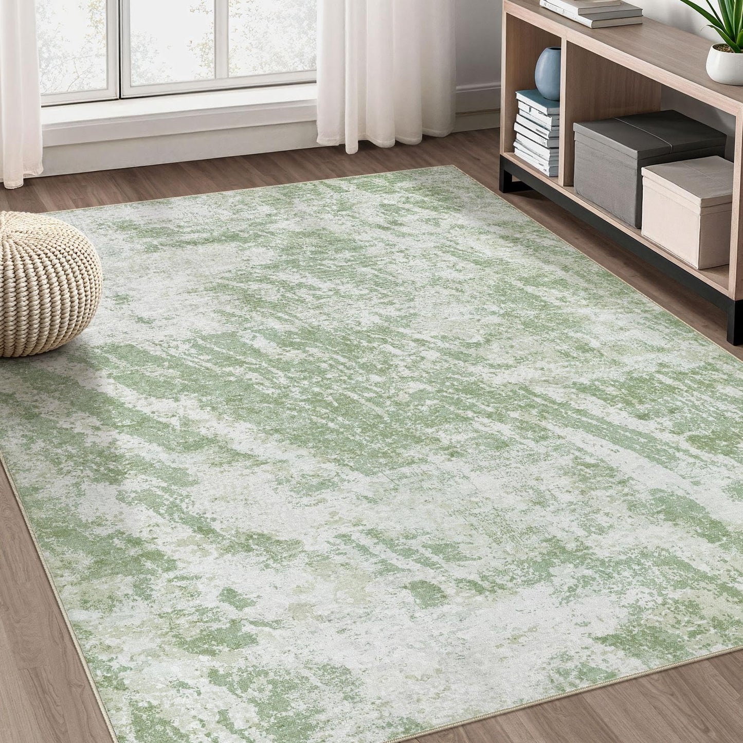 DMOYEST 8x10 Area Rug for Living Room Washable Abstract Indoor Carpet | Neutral Modern Low Pile Rugs Kid & Pet Friendly Large Soft Thin Carpet for Bedroom Dining Room - Grey Blue