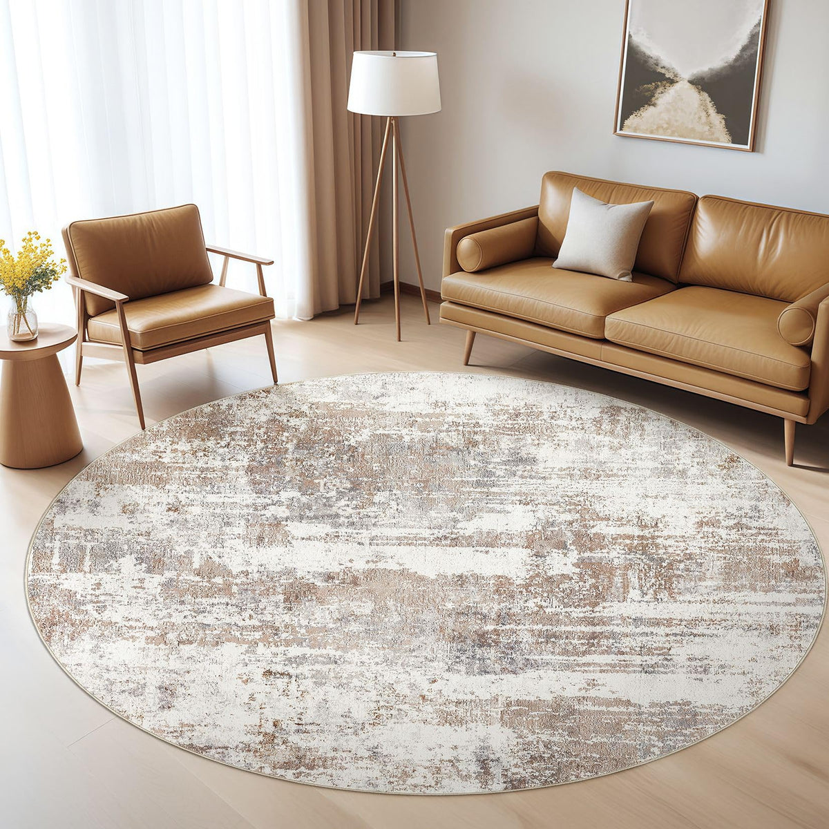 LOONGRUG Area Rug 5x7 Washable Neutral Modern Abstract Living Room Rugs | Soft Stain Resistant Non-Slip Indoor Carpet for Bedroom Nursery Playroom Dining Room Office Dorm Home
