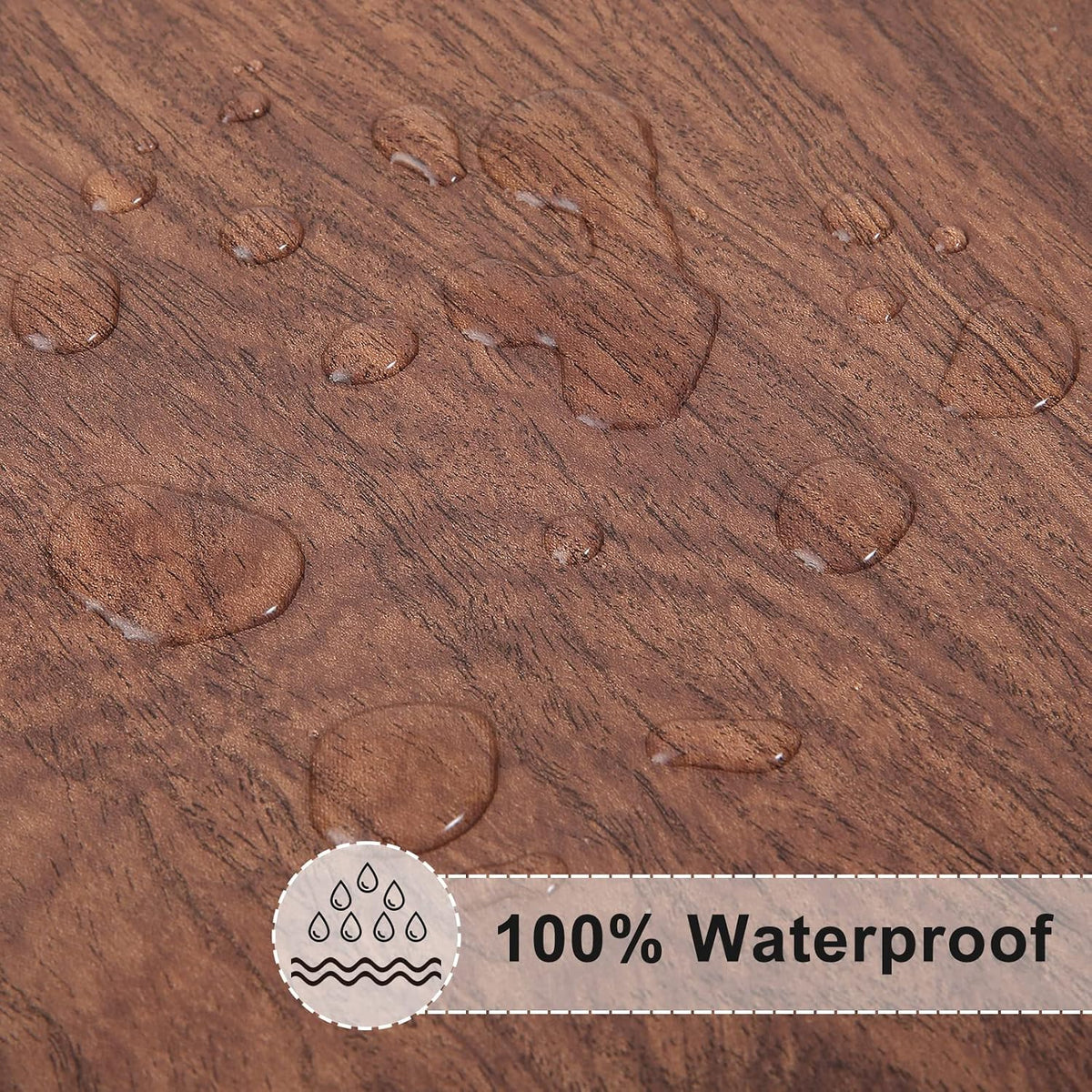 Round Fitted Tablecloth with Elastic Edge, 100% Waterproof Oil Proof Plastic Table Cover, Vinyl Flannel Backed Tablecloth Fits 36"-44" Round Tables for Dinner, Outdoor, Picnic, Oak Wooden Grain
