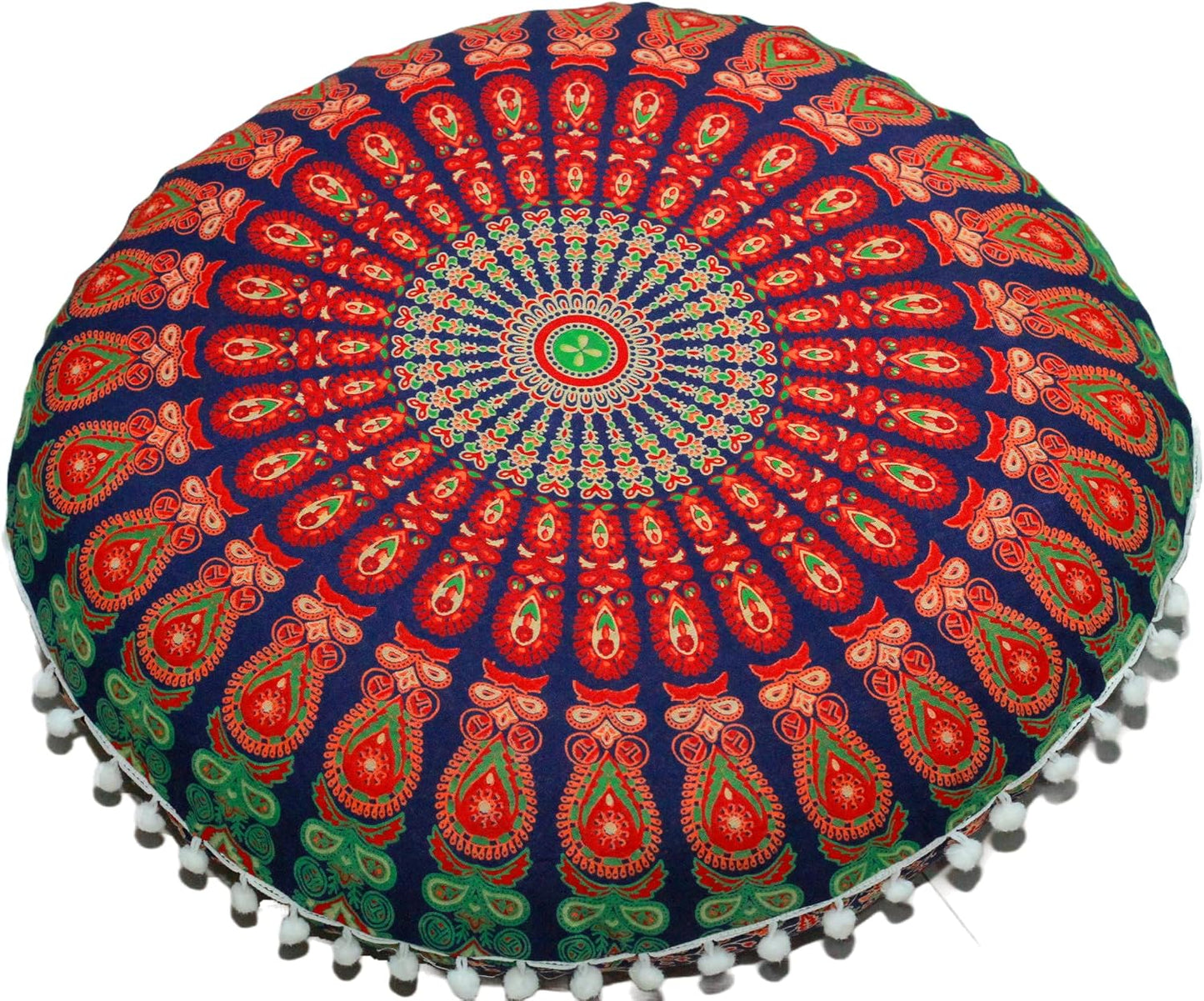Large Round seat Floor Cushion Chair Ottoman Cover Pouf Pillow Meditation Floor Cushions for Adults Seating pouffe Ottoman Throw Covers Craft Room Furniture for Sitting Cover 22 Inches (Multi Nap)