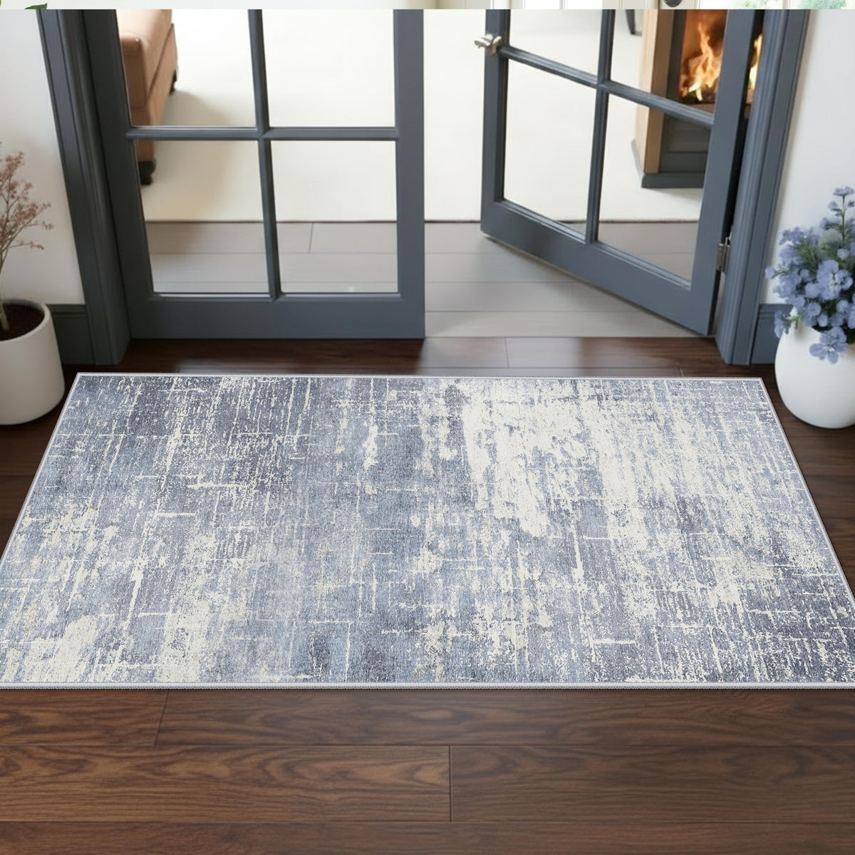 2x6 Hallway Washable Runner Rug : Vintage Soft Kitchen Laundry Runner with Non Slip Backing Farmhouse Entryway Living Room Floor Mat Stain Resistant Carpet for Bedroom Bathroom Distressed Beside Rug