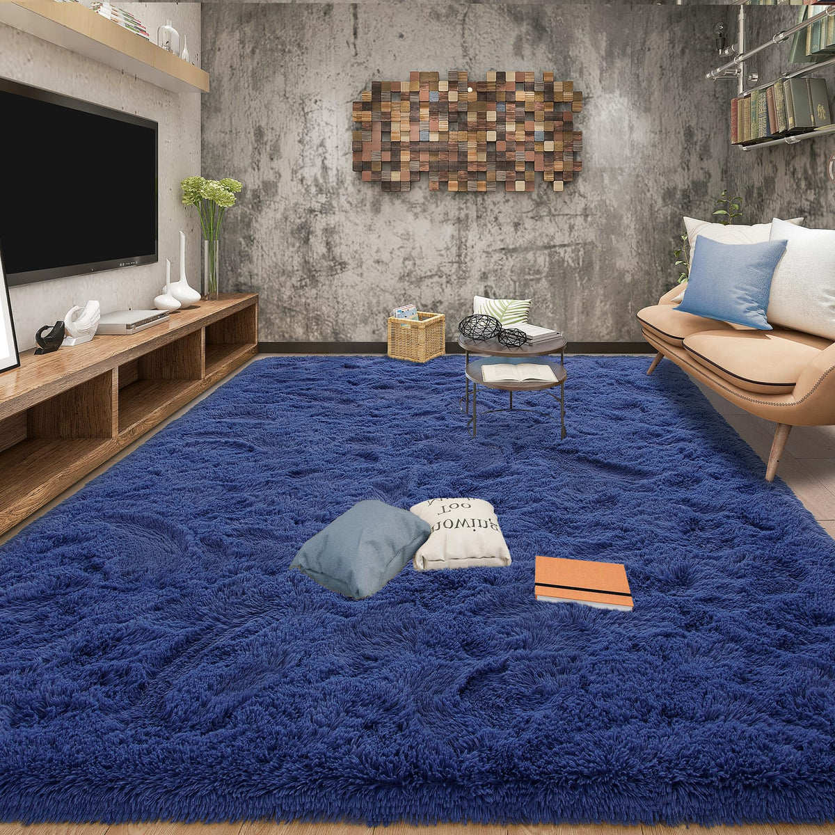 Area Rugs 9x12 for Living Room, Super Soft Fluffy Rugs for Bedroom | Modern Shaggy Rug Fuzzy Carpets for Kids, Plush Indoor Nursery Home Decor Rug with Non-Slip Bottom, Black