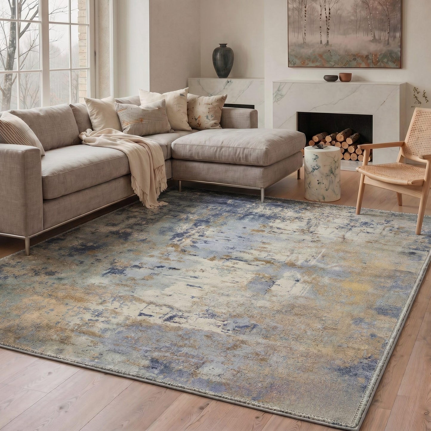 BEIMO 5x7 Green Abstract Area Rug, Washable Non-Slip for Bedroom | Soft Low-Pile Carpet, Lightweight and Easy to Vacuum, Sage Living Rooms, Dining Rooms, Bedrooms, and Home Offices