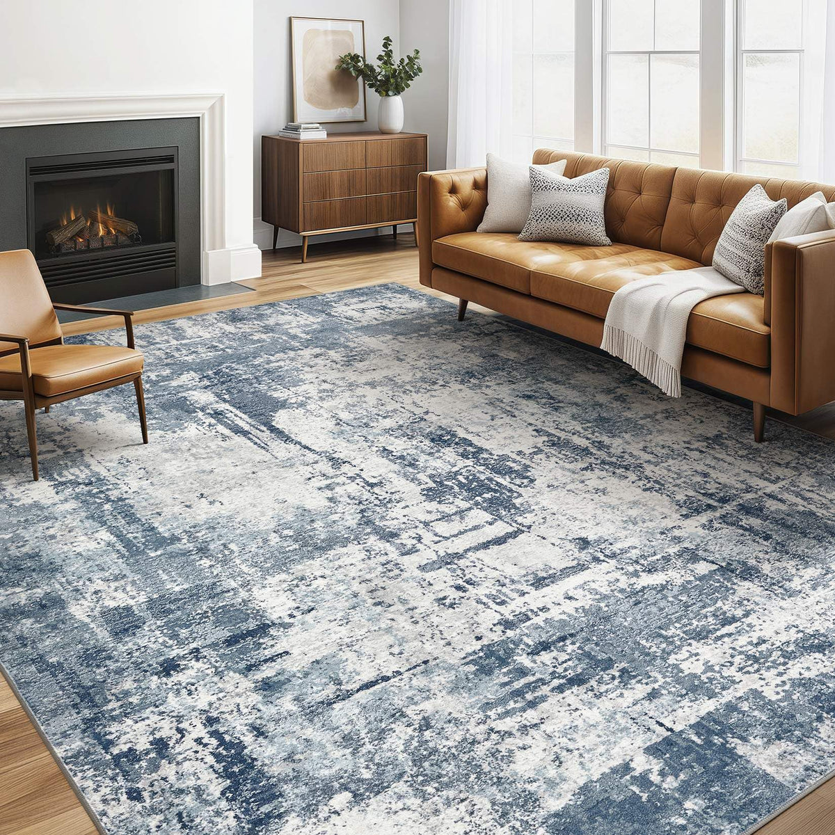 LOONGRUG Area Rug 5x7 Washable Neutral Modern Abstract Living Room Rugs | Soft Stain Resistant Non-Slip Indoor Carpet for Bedroom Nursery Playroom Dining Room Office Dorm Home