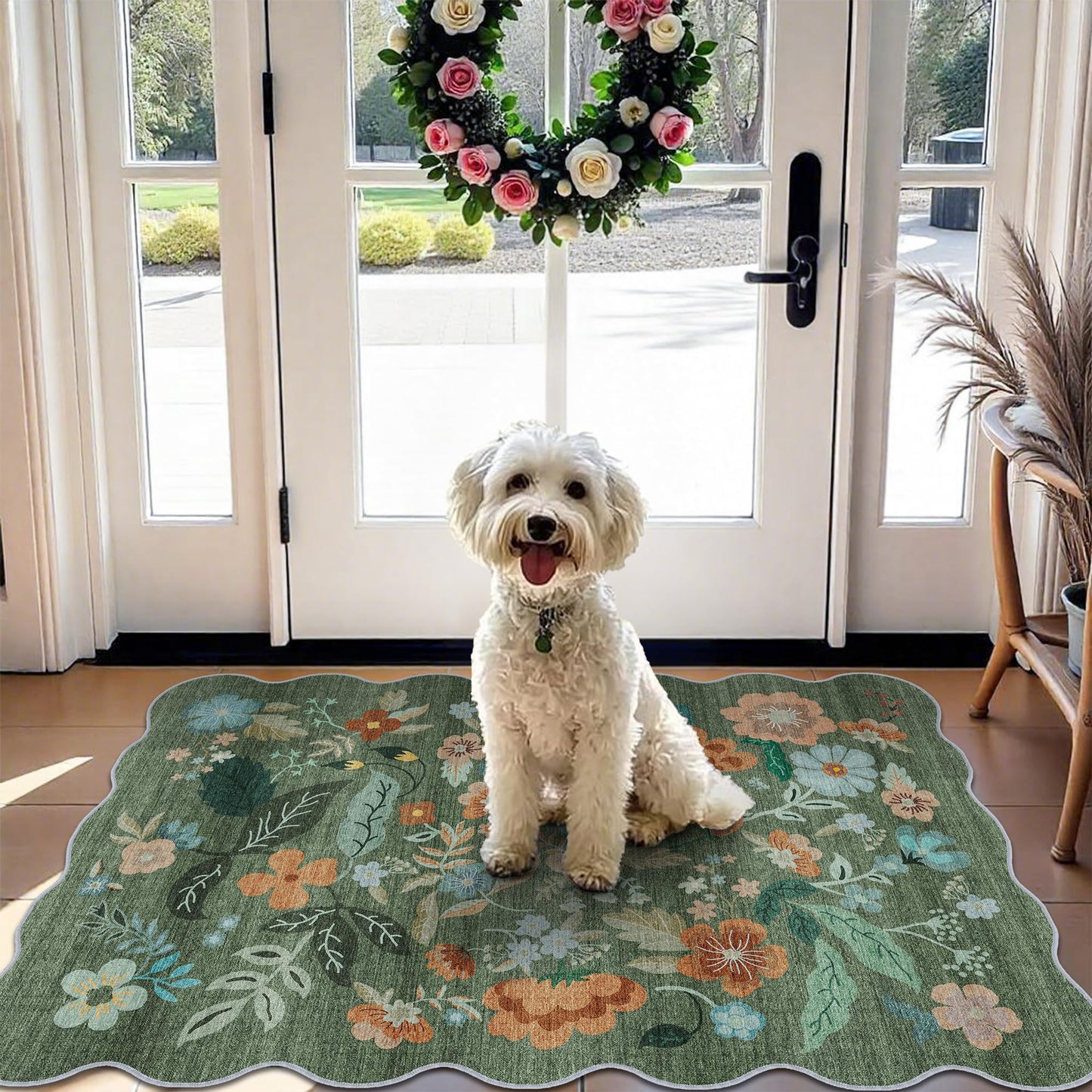 2x6 Hallway Washable Runner Rug : Vintage Soft Kitchen Laundry Runner with Non Slip Backing Farmhouse Entryway Living Room Floor Mat Stain Resistant Carpet for Bedroom Bathroom Distressed Beside Rug