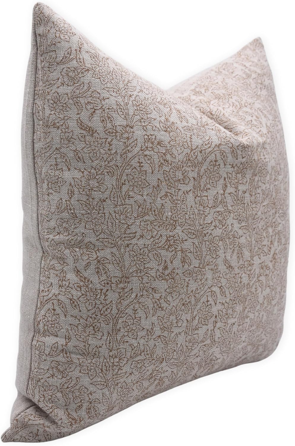 Set of 2 (16x16,22x22) Thick Linen Throw Block Print Pillowcase Cushion Covers with Invisible Zipper, Square Shape, Handmade Art, Home Décor for Sofa, Couch and Chair, Bedroom, All Season