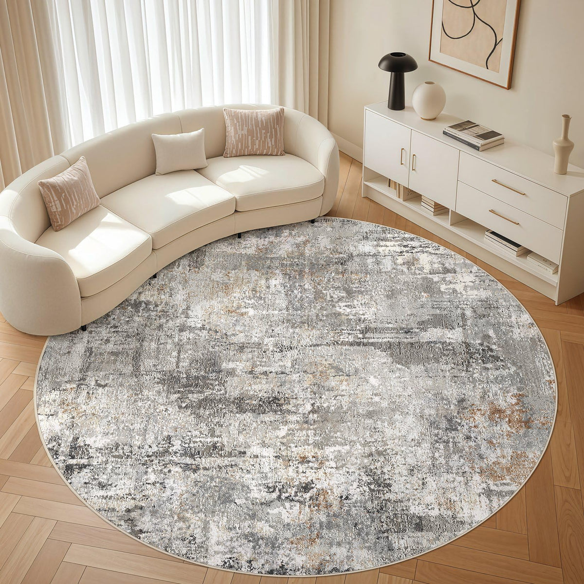 LOONGRUG Area Rug 5x7 Washable Neutral Modern Abstract Living Room Rugs | Soft Stain Resistant Non-Slip Indoor Carpet for Bedroom Nursery Playroom Dining Room Office Dorm Home