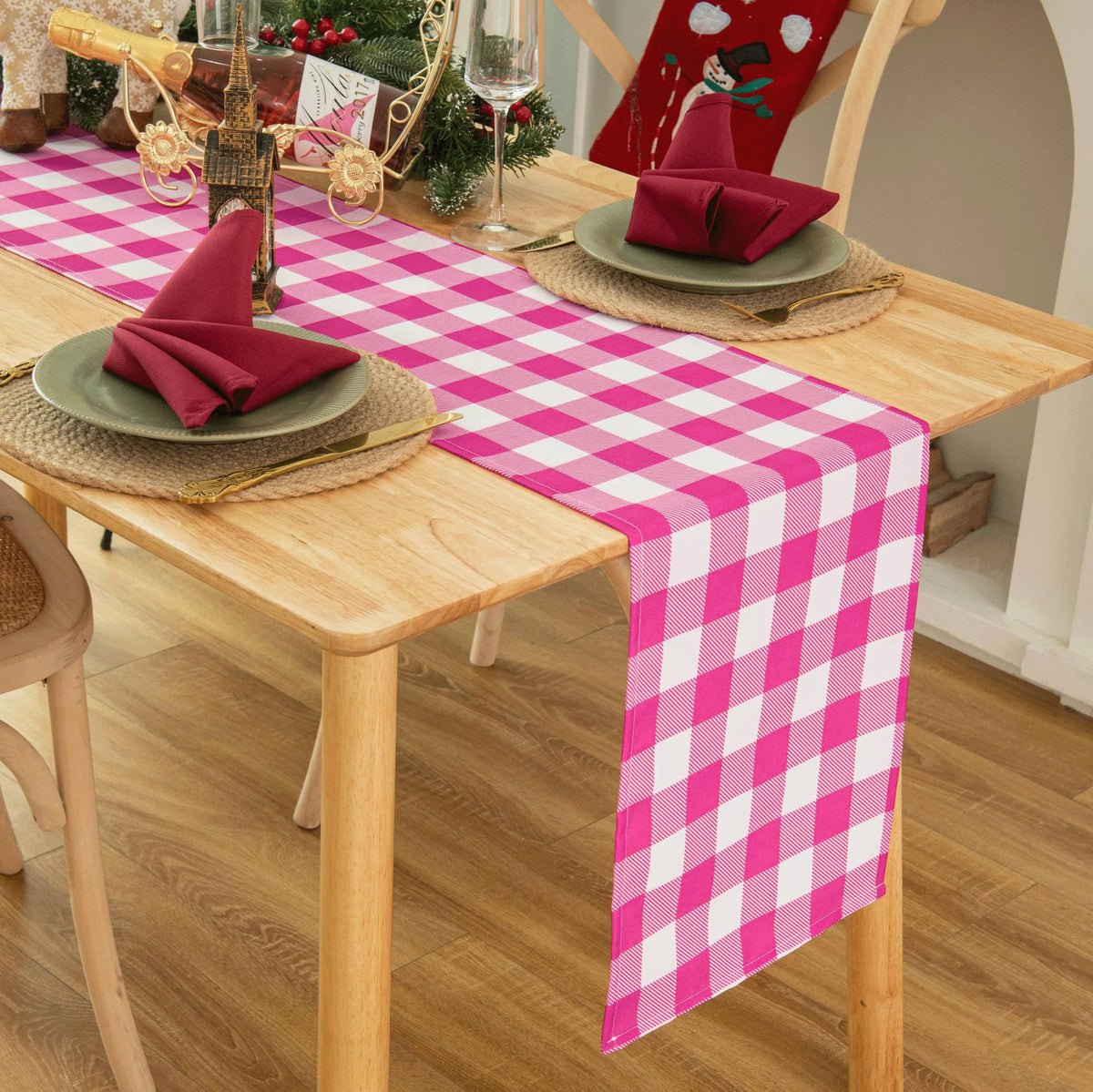 Waterproof Checkered Tablecloth Fabric - Rectangle 58x84 Inch Classic Gingham Buffalo Plaid Table Cloth for Indoor/Outdoor Use - Washable Table Cover for Kitchen, BBQs, and Parties