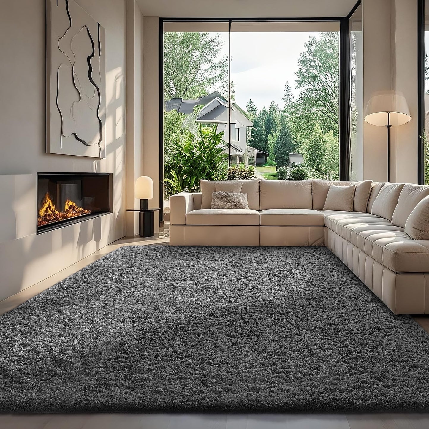 Ophanie Area Rugs for Living Room Bedroom, Washable Non-Slip Fluffy Soft Grey Shag Carpet, Indoor Floor Gray 4x6 Fuzzy Shaggy Living Room Plush Rug for Kids Home Dorm Decor Aesthetic
