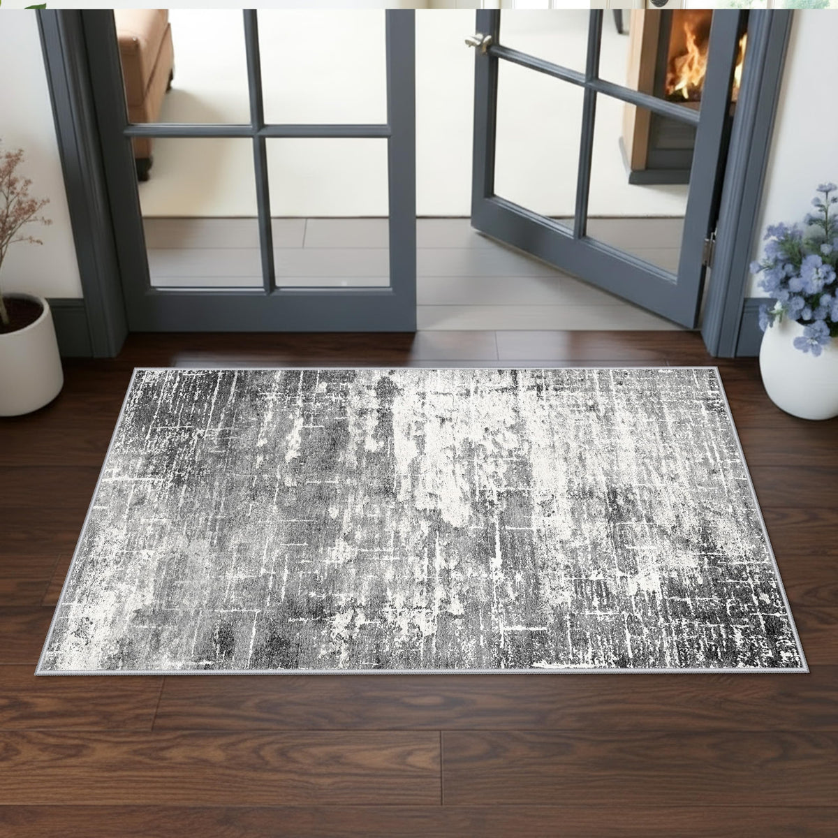 2x6 Hallway Washable Runner Rug : Vintage Soft Kitchen Laundry Runner with Non Slip Backing Farmhouse Entryway Living Room Floor Mat Stain Resistant Carpet for Bedroom Bathroom Distressed Beside Rug