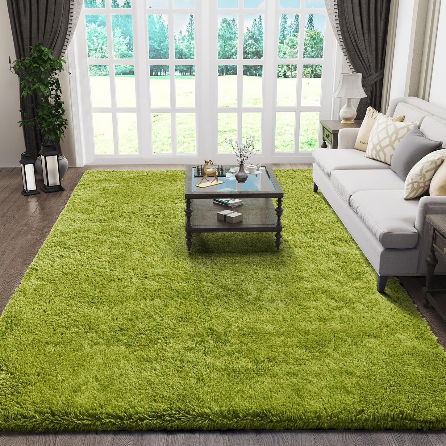 Ophanie Area Rugs for Living Room Bedroom, Washable Non-Slip Fluffy Soft Grey Shag Carpet, Indoor Floor Gray 4x6 Fuzzy Shaggy Living Room Plush Rug for Kids Home Dorm Decor Aesthetic