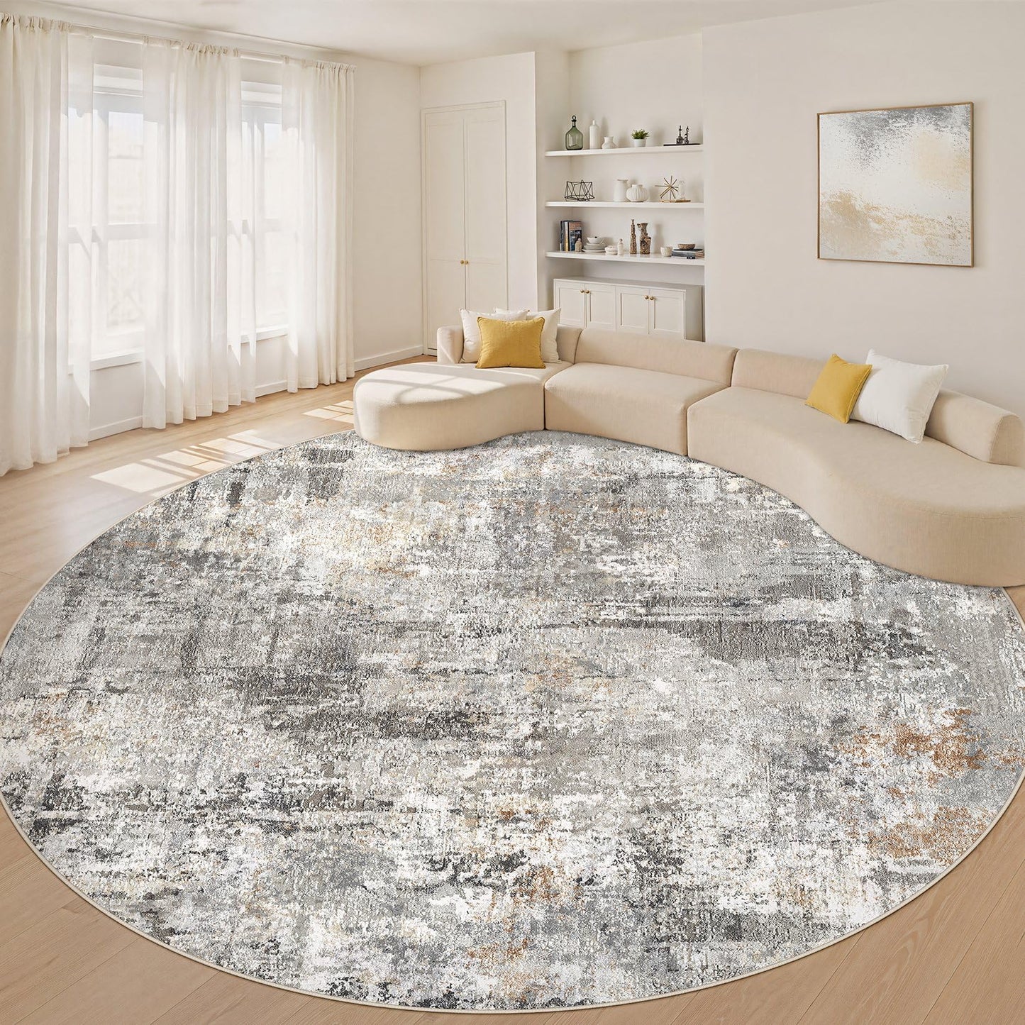 LOONGRUG Area Rug 5x7 Washable Neutral Modern Abstract Living Room Rugs | Soft Stain Resistant Non-Slip Indoor Carpet for Bedroom Nursery Playroom Dining Room Office Dorm Home