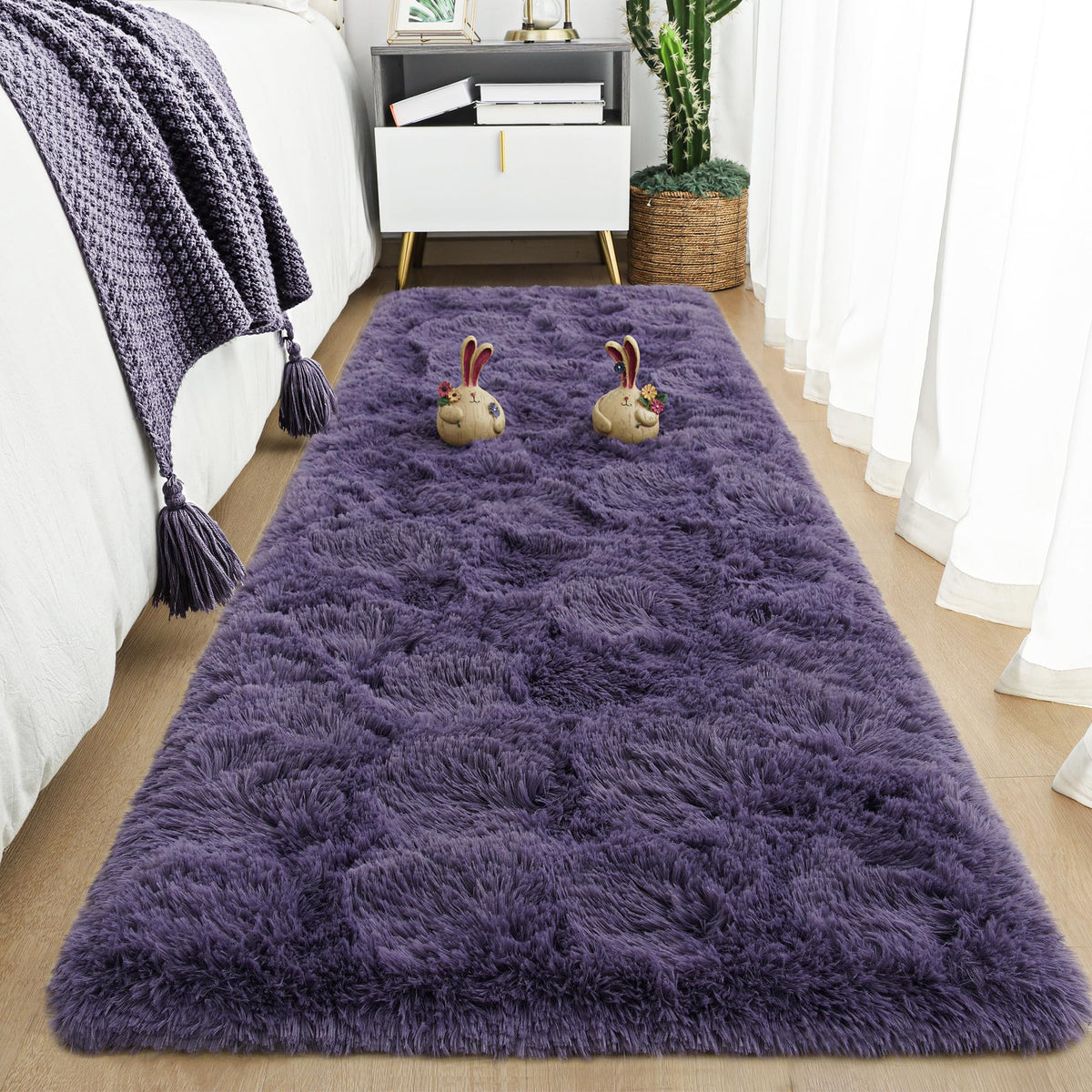Area Rugs 9x12 for Living Room, Super Soft Fluffy Rugs for Bedroom | Modern Shaggy Rug Fuzzy Carpets for Kids, Plush Indoor Nursery Home Decor Rug with Non-Slip Bottom, Black