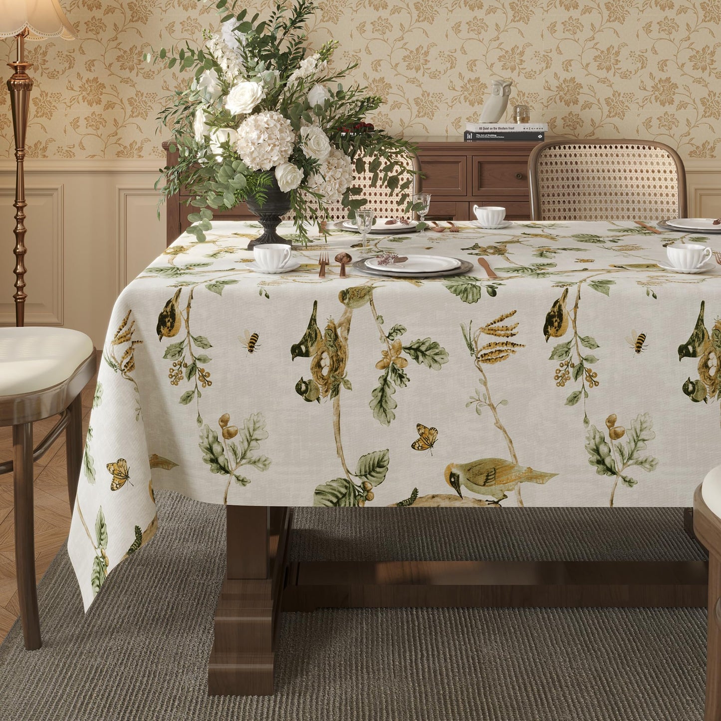 Rectangle Table Cloth,100% Waterproof Tablecloth Oil Proof Spill Proof Vinyl Table Cloth, Wipe Clean Plastic Table Cover for Dining, Camping, Indoor and Outdoor 52" x 70",Leaves