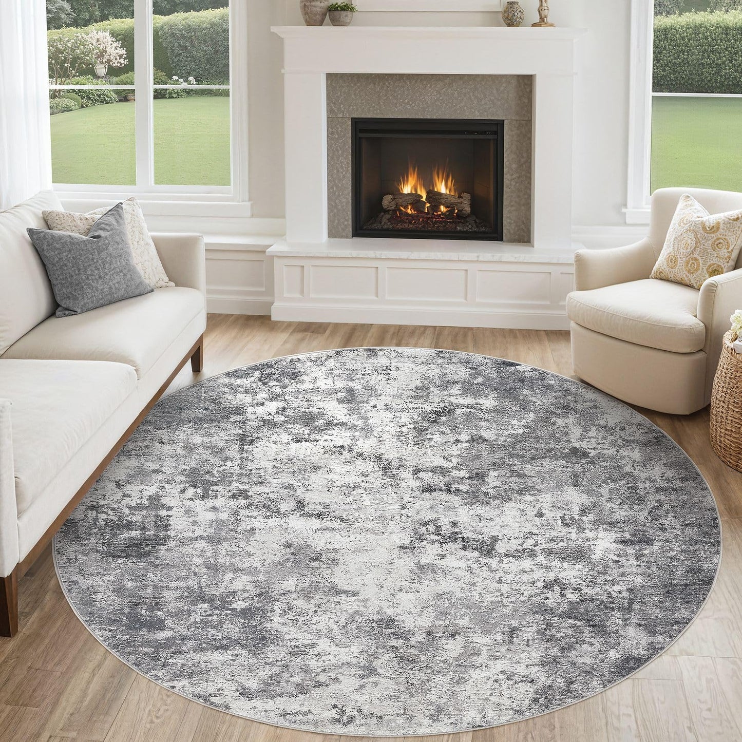 UERMEI 9x12 Area Rug Living Room Rugs - Washable Neutral Modern Abstract Soft Thin Large Rug Indoor Floor No Slip Rug Carpet for Bedroom Under Dining Table Home Office Decor - Brown Grey