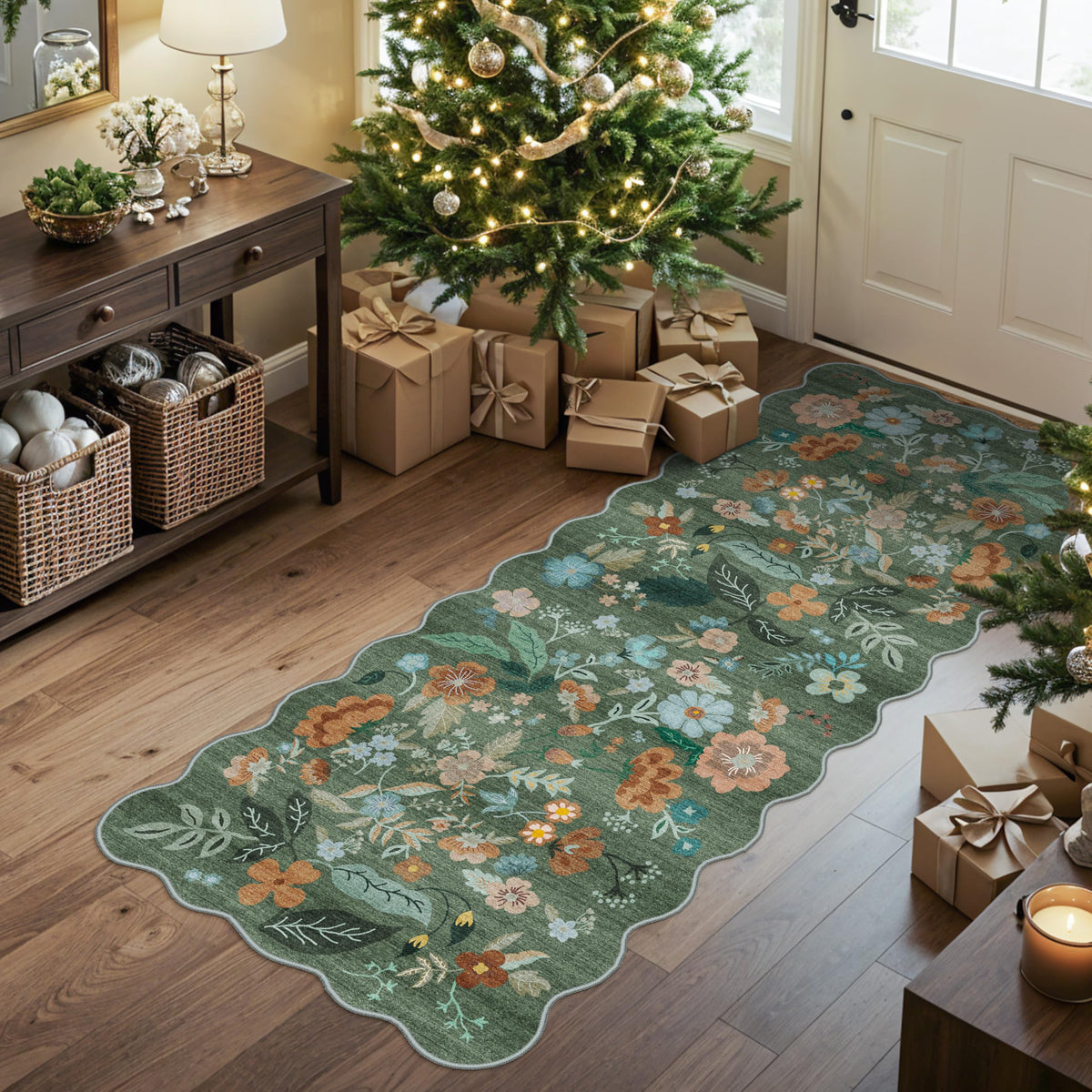 2x6 Hallway Washable Runner Rug : Vintage Soft Kitchen Laundry Runner with Non Slip Backing Farmhouse Entryway Living Room Floor Mat Stain Resistant Carpet for Bedroom Bathroom Distressed Beside Rug