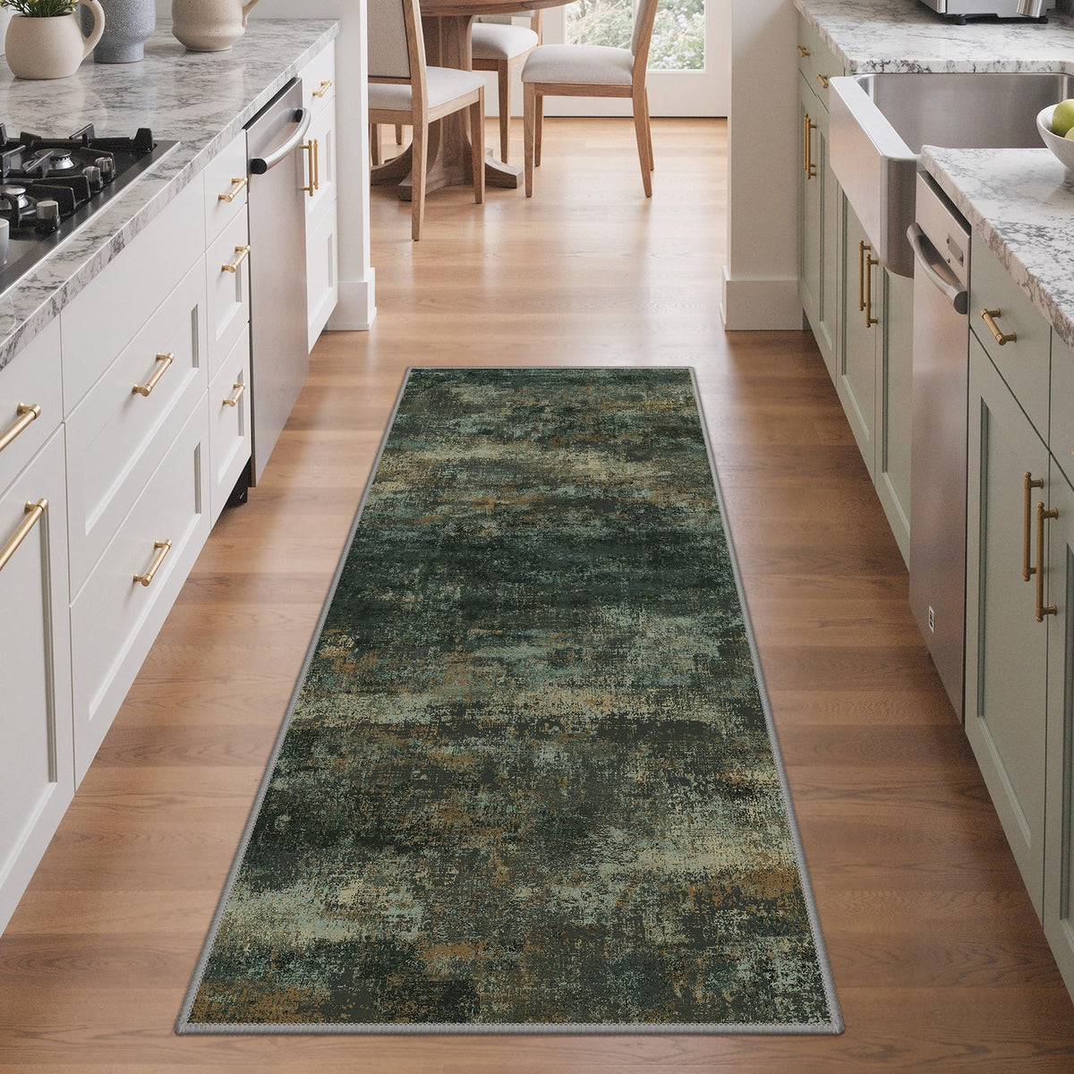 BEIMO 5x7 Green Abstract Area Rug, Washable Non-Slip for Bedroom | Soft Low-Pile Carpet, Lightweight and Easy to Vacuum, Sage Living Rooms, Dining Rooms, Bedrooms, and Home Offices
