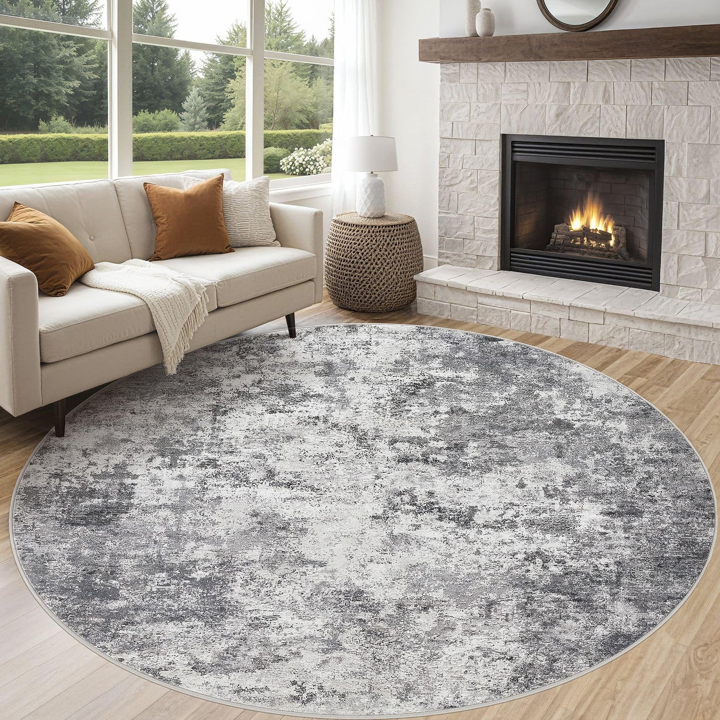 UERMEI 9x12 Area Rug Living Room Rugs - Washable Neutral Modern Abstract Soft Thin Large Rug Indoor Floor No Slip Rug Carpet for Bedroom Under Dining Table Home Office Decor - Brown Grey