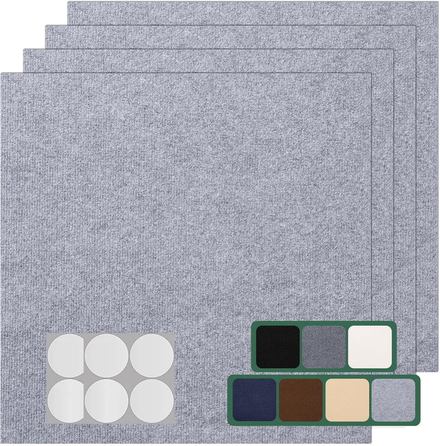 VallisCo Carpet Tile 20 Pack 24” X 24” Self Adhesive Carpet Floor Tiles Anti-Slip Squares Peel and Stick Floor Tile DIY Installation for Bedroom(Light Grey)