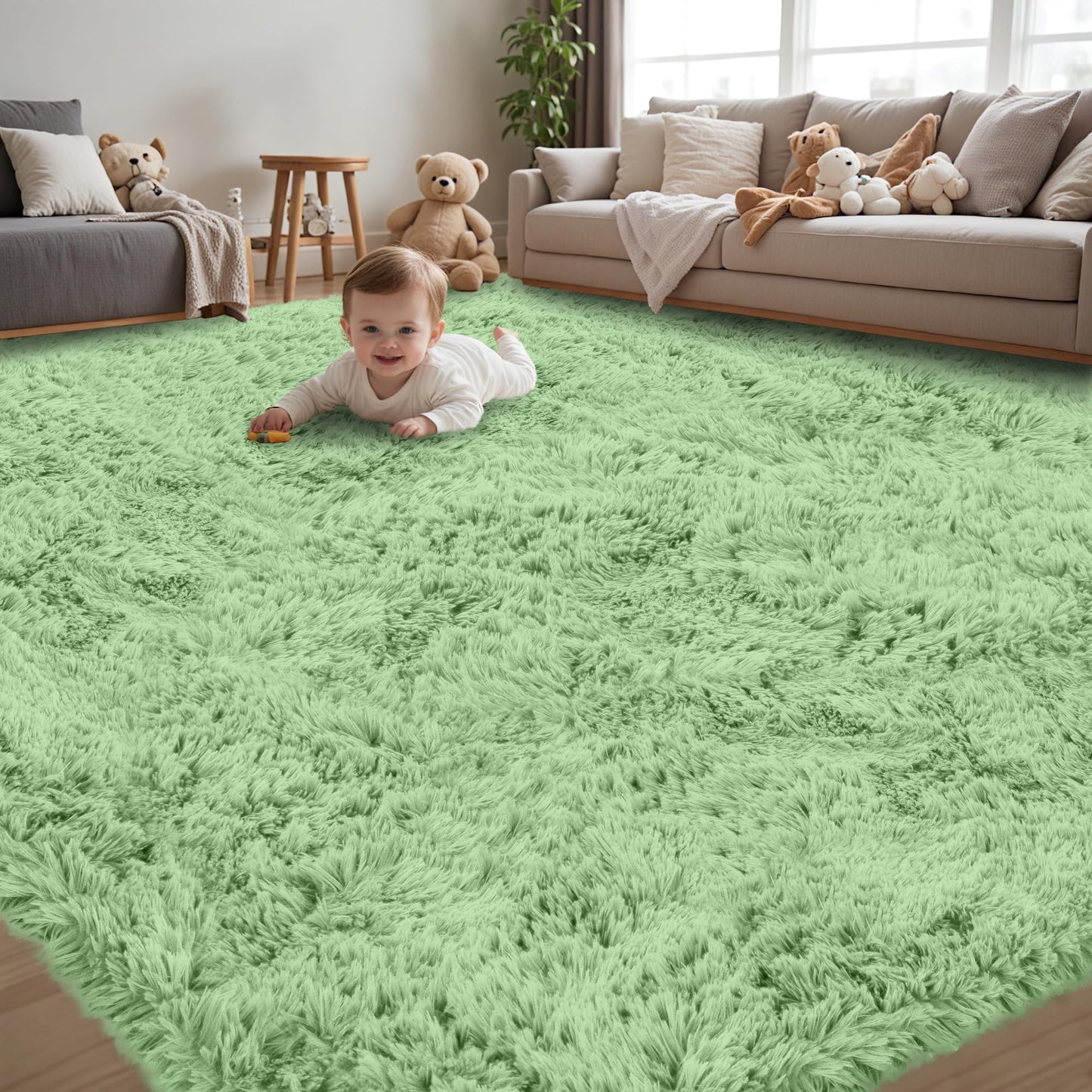 8x10 Area Rug for Living Room,Black Fluffy Shag Non-Slip Bedroom Rugs | Ultra Soft Large Fuzzy Plush Indoor Carpet，Washable Rugs for Bedroom Kids Nursery Office Dorm Modern Decor