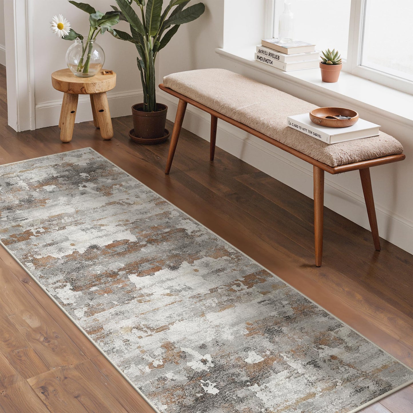 BEIMO 5x7 Green Abstract Area Rug, Washable Non-Slip for Bedroom | Soft Low-Pile Carpet, Lightweight and Easy to Vacuum, Sage Living Rooms, Dining Rooms, Bedrooms, and Home Offices