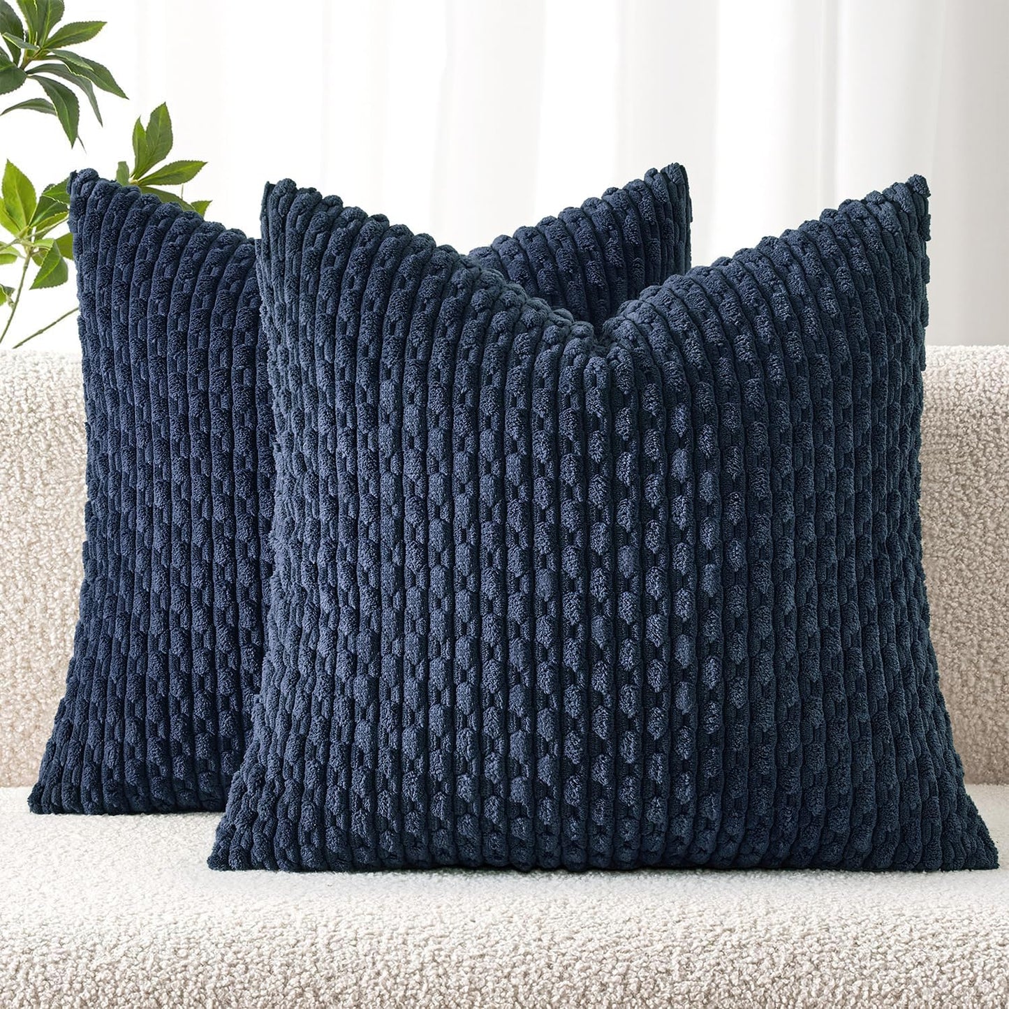 MIULEE Decorative Throw Pillow Covers 18x18 Sage Green Textured Corduroy | Pack of 2 Striped Pillow Covers Modern Farmhouse Home Decor for Couch Bed Sofa Living Room