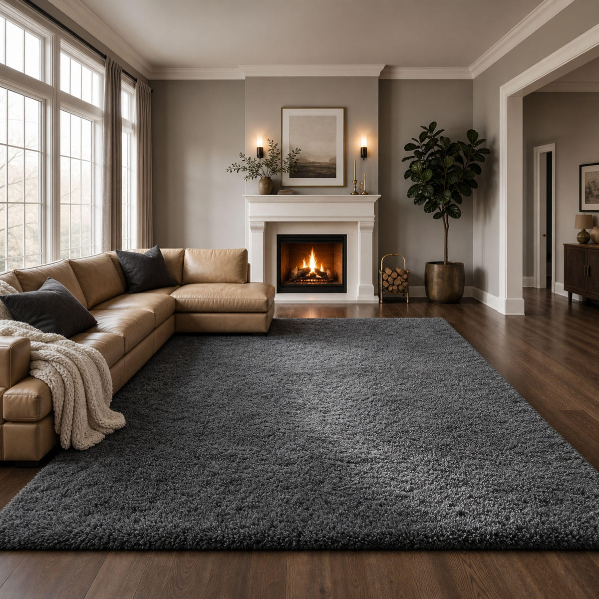 Ophanie 8x10 Area Rugs for Living Room, Washable Non-Slip Fluffy Soft Large Shag Bedroom Carpet, Ivory Big Indoor Nursery Rug, Carpets for Boy and Girls Room Dorm Decor with Over 99 pcs Pile fibers