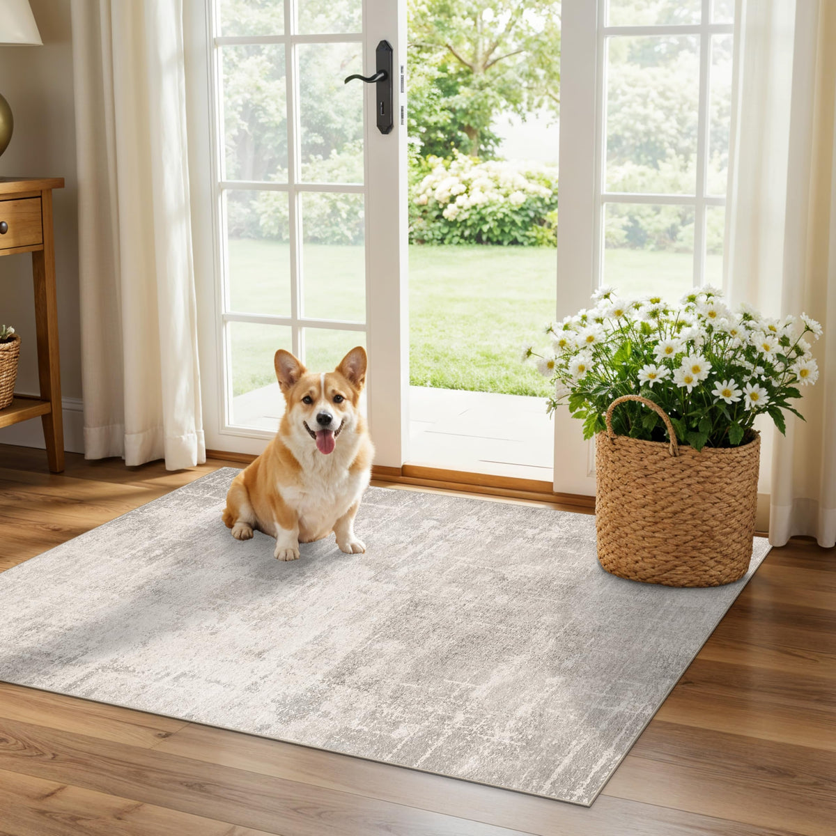 2x6 Hallway Washable Runner Rug : Vintage Soft Kitchen Laundry Runner with Non Slip Backing Farmhouse Entryway Living Room Floor Mat Stain Resistant Carpet for Bedroom Bathroom Distressed Beside Rug