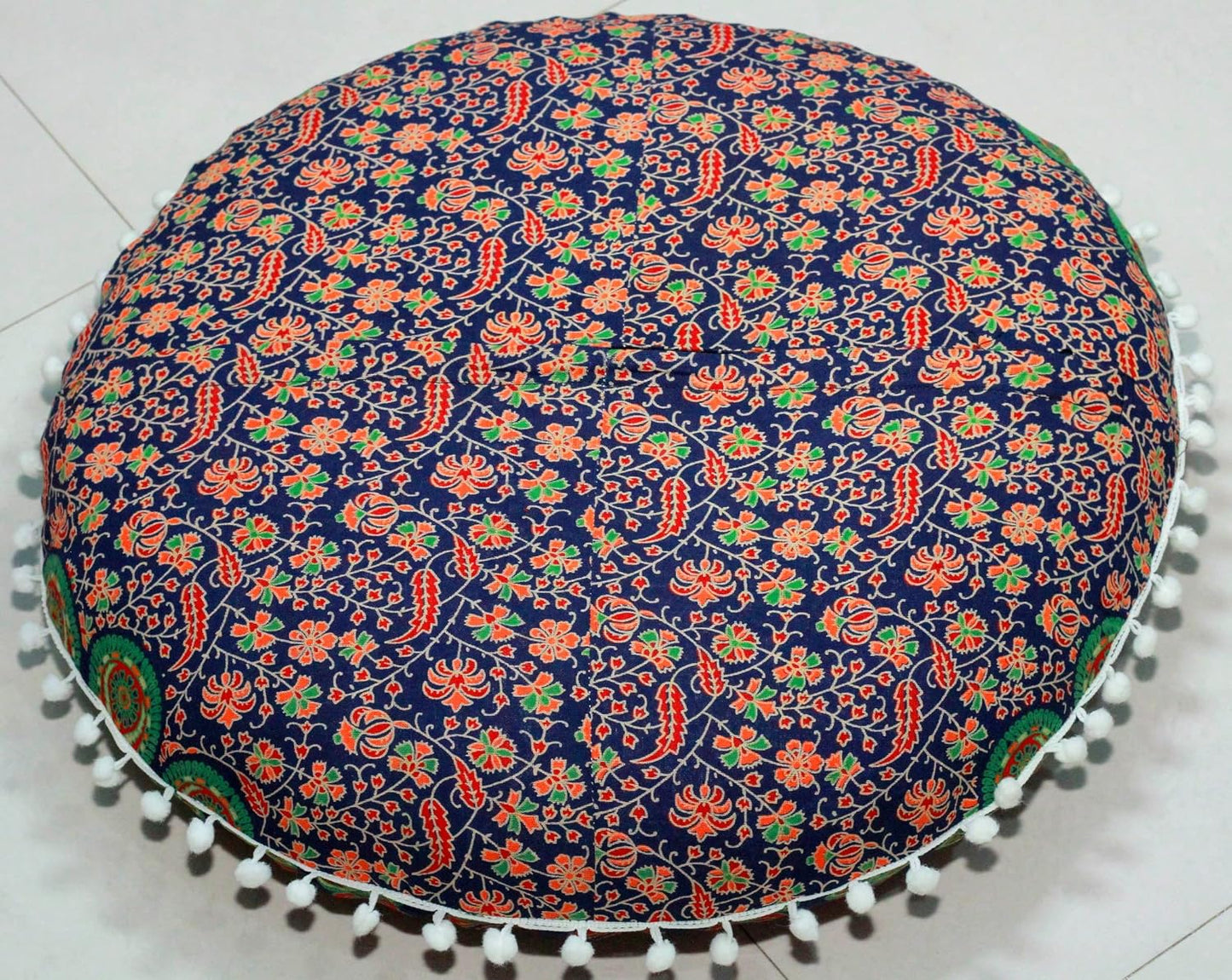 Large Round seat Floor Cushion Chair Ottoman Cover Pouf Pillow Meditation Floor Cushions for Adults Seating pouffe Ottoman Throw Covers Craft Room Furniture for Sitting Cover 22 Inches (Multi Nap)