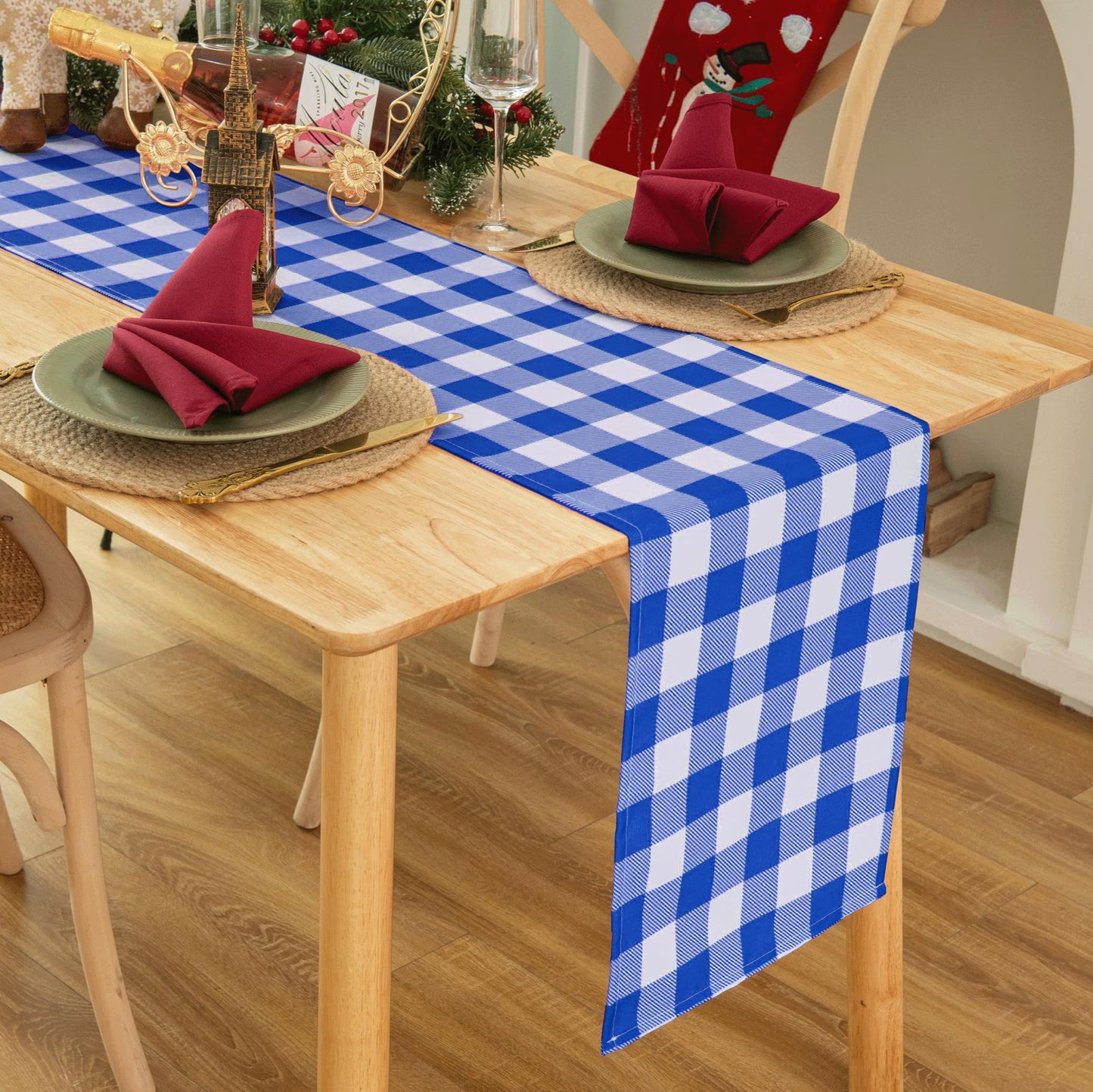 Waterproof Checkered Tablecloth Fabric - Rectangle 58x84 Inch Classic Gingham Buffalo Plaid Table Cloth for Indoor/Outdoor Use - Washable Table Cover for Kitchen, BBQs, and Parties