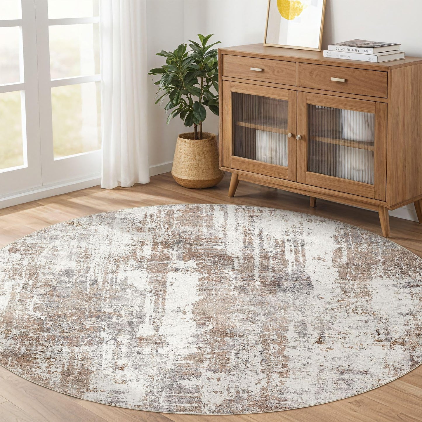 LOONGRUG Area Rug 5x7 Washable Neutral Modern Abstract Living Room Rugs | Soft Stain Resistant Non-Slip Indoor Carpet for Bedroom Nursery Playroom Dining Room Office Dorm Home