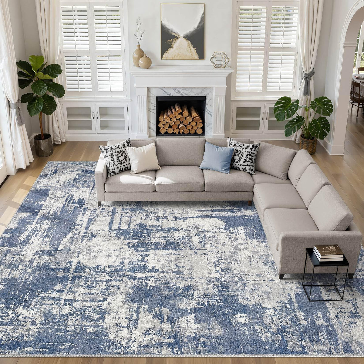 LOONGRUG Area Rug 5x7 Washable Neutral Modern Abstract Living Room Rugs | Soft Stain Resistant Non-Slip Indoor Carpet for Bedroom Nursery Playroom Dining Room Office Dorm Home