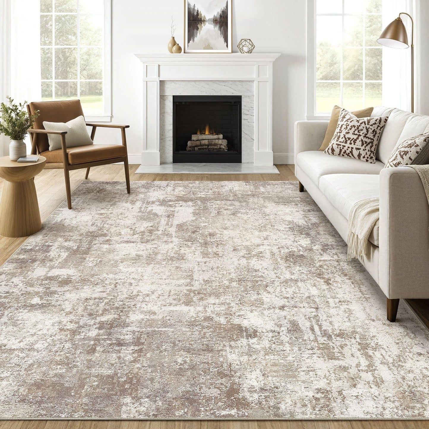 LOONGRUG Area Rug 5x7 Washable Neutral Modern Abstract Living Room Rugs | Soft Stain Resistant Non-Slip Indoor Carpet for Bedroom Nursery Playroom Dining Room Office Dorm Home