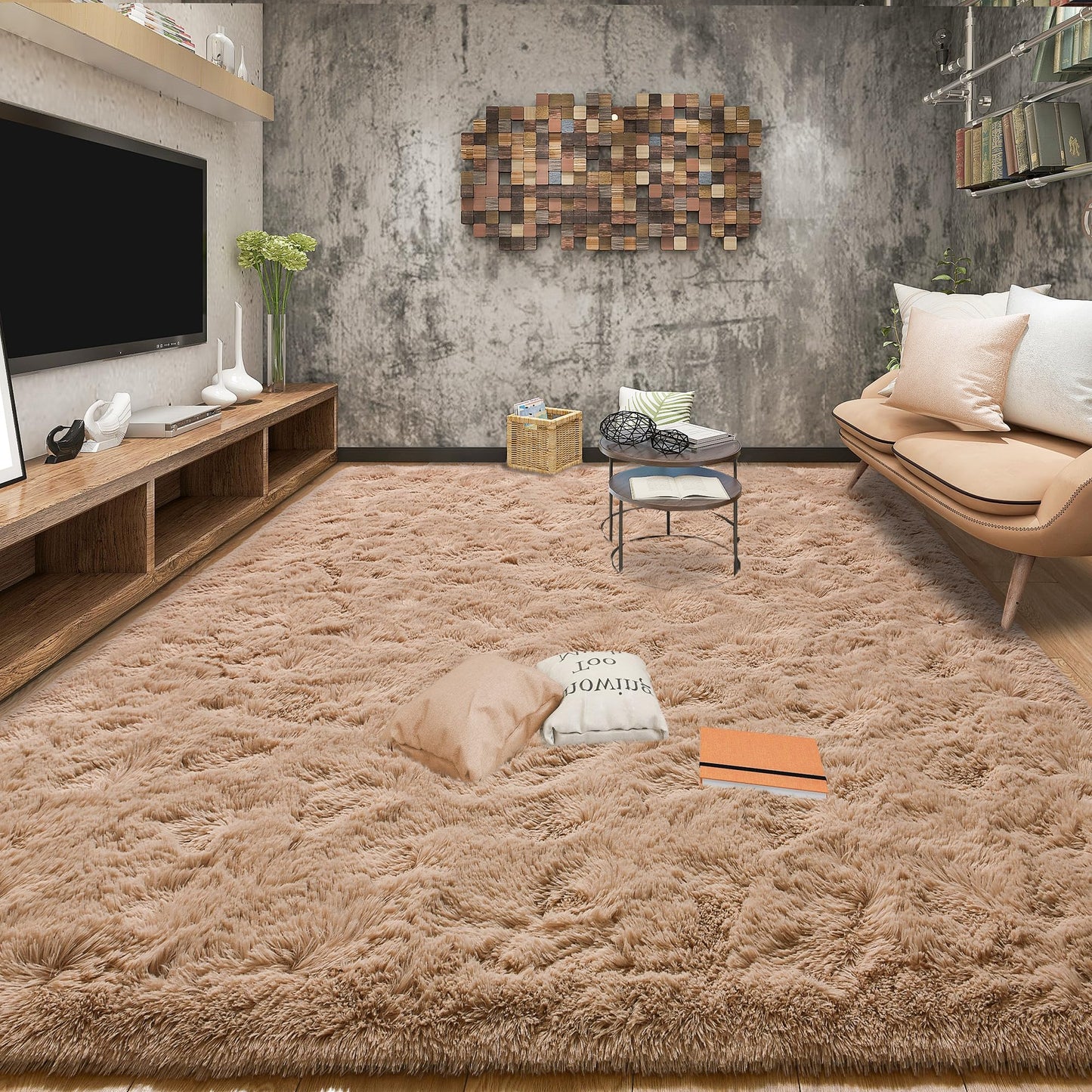 Area Rugs 9x12 for Living Room, Super Soft Fluffy Rugs for Bedroom | Modern Shaggy Rug Fuzzy Carpets for Kids, Plush Indoor Nursery Home Decor Rug with Non-Slip Bottom, Black