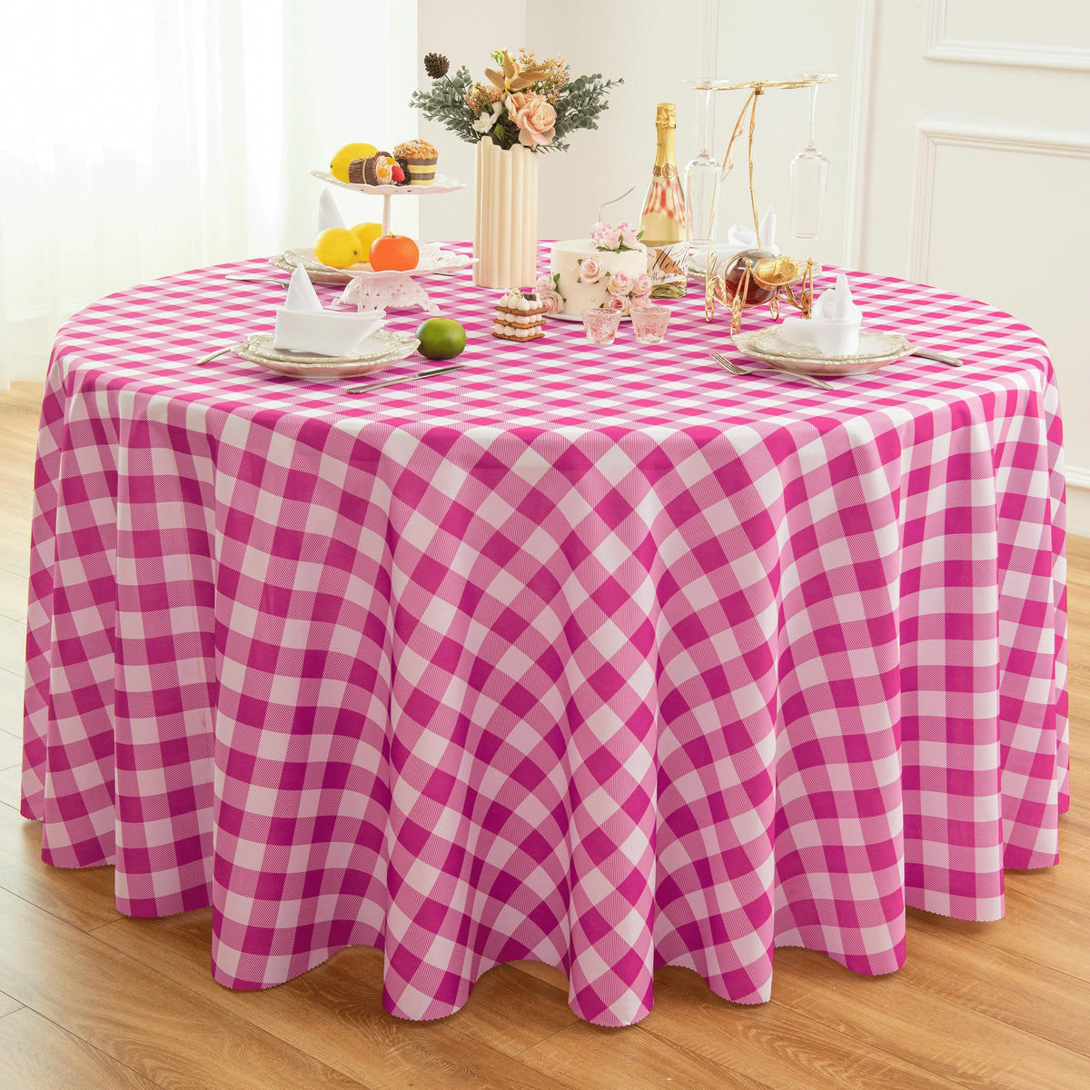 Waterproof Checkered Tablecloth Fabric - Rectangle 58x84 Inch Classic Gingham Buffalo Plaid Table Cloth for Indoor/Outdoor Use - Washable Table Cover for Kitchen, BBQs, and Parties