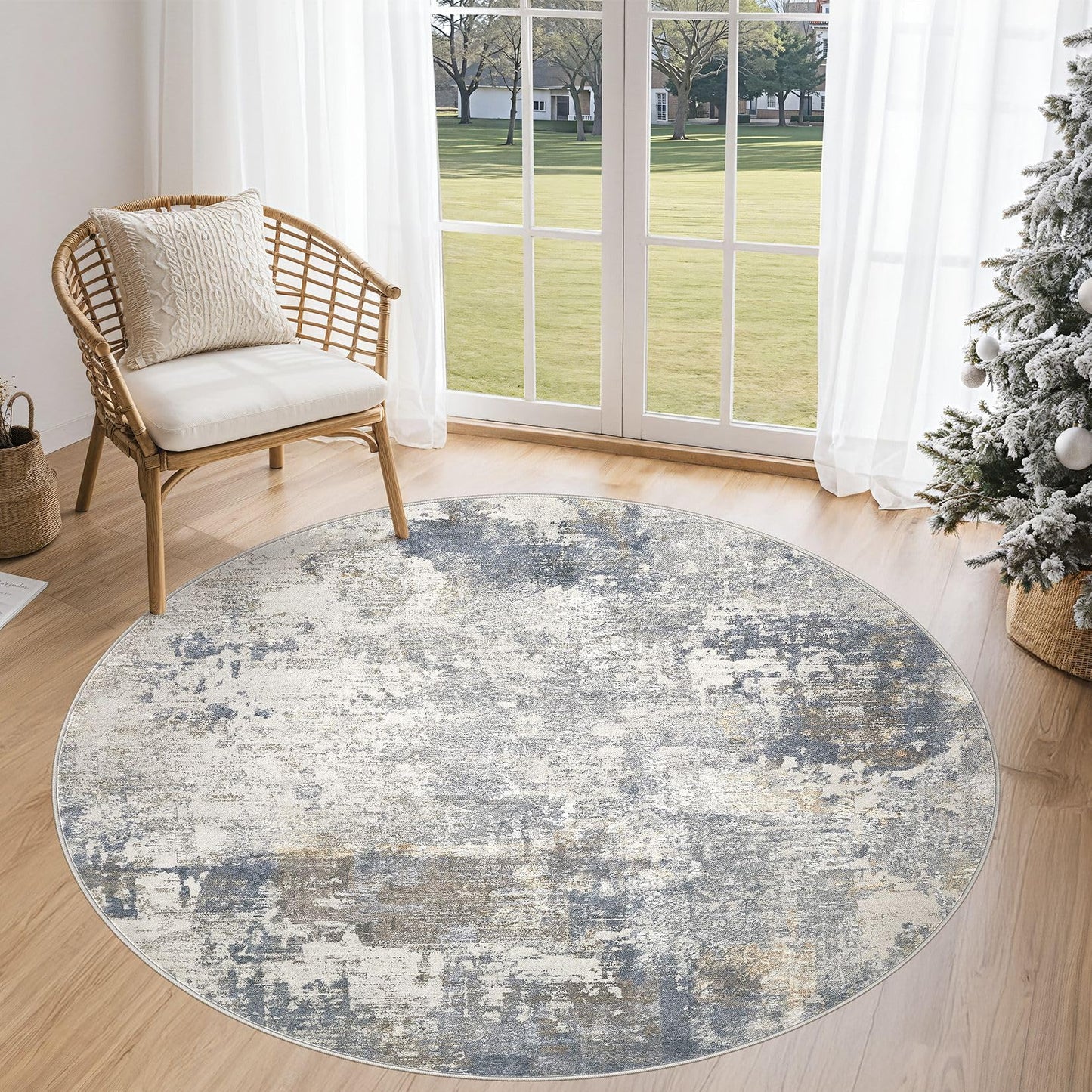 UERMEI 9x12 Area Rug Living Room Rugs - Washable Neutral Modern Abstract Soft Thin Large Rug Indoor Floor No Slip Rug Carpet for Bedroom Under Dining Table Home Office Decor - Brown Grey