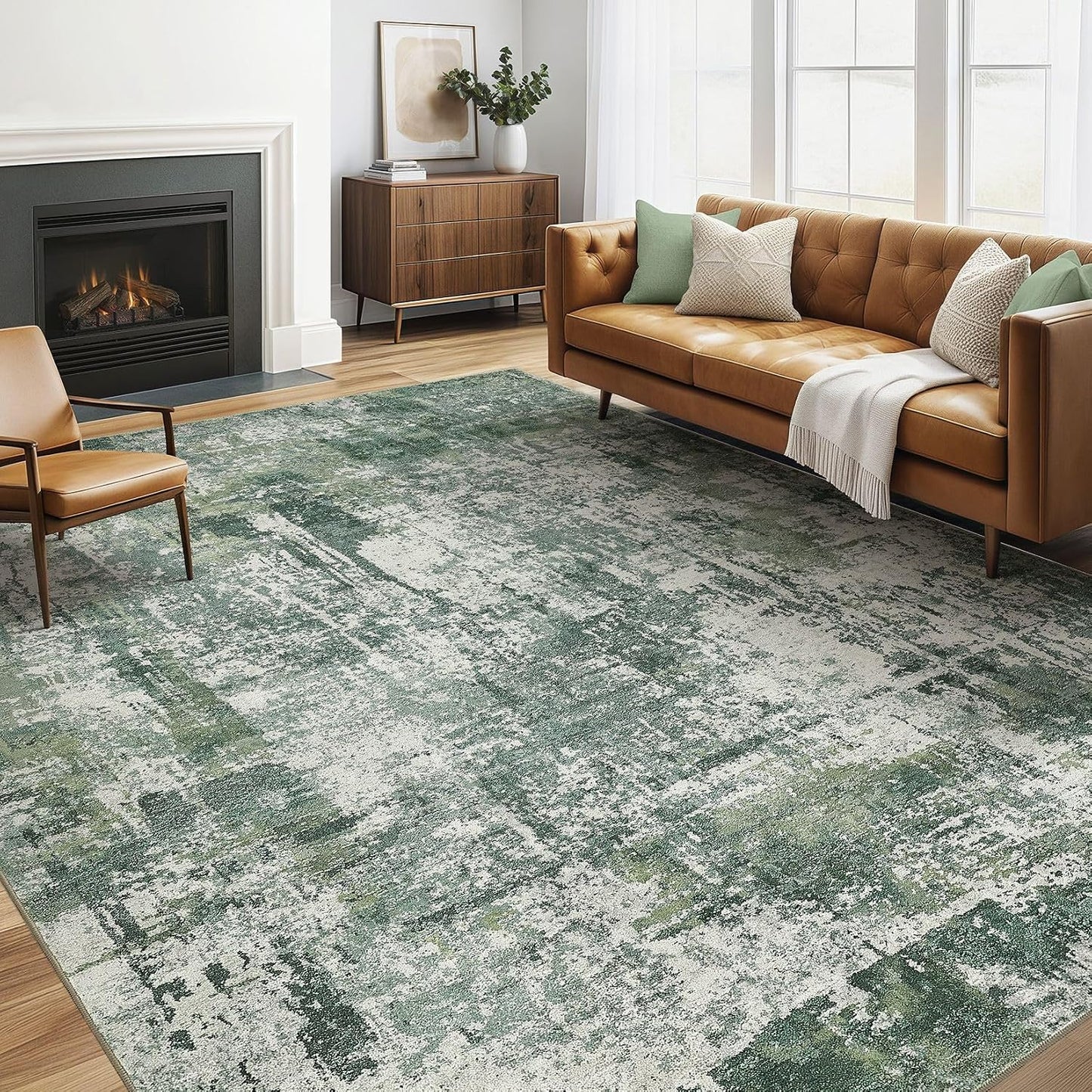 LOONGRUG Area Rug 5x7 Washable Neutral Modern Abstract Living Room Rugs | Soft Stain Resistant Non-Slip Indoor Carpet for Bedroom Nursery Playroom Dining Room Office Dorm Home