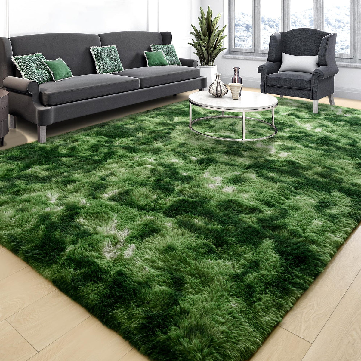 Area Rugs 9x12 for Living Room, Super Soft Fluffy Rugs for Bedroom | Modern Shaggy Rug Fuzzy Carpets for Kids, Plush Indoor Nursery Home Decor Rug with Non-Slip Bottom, Black
