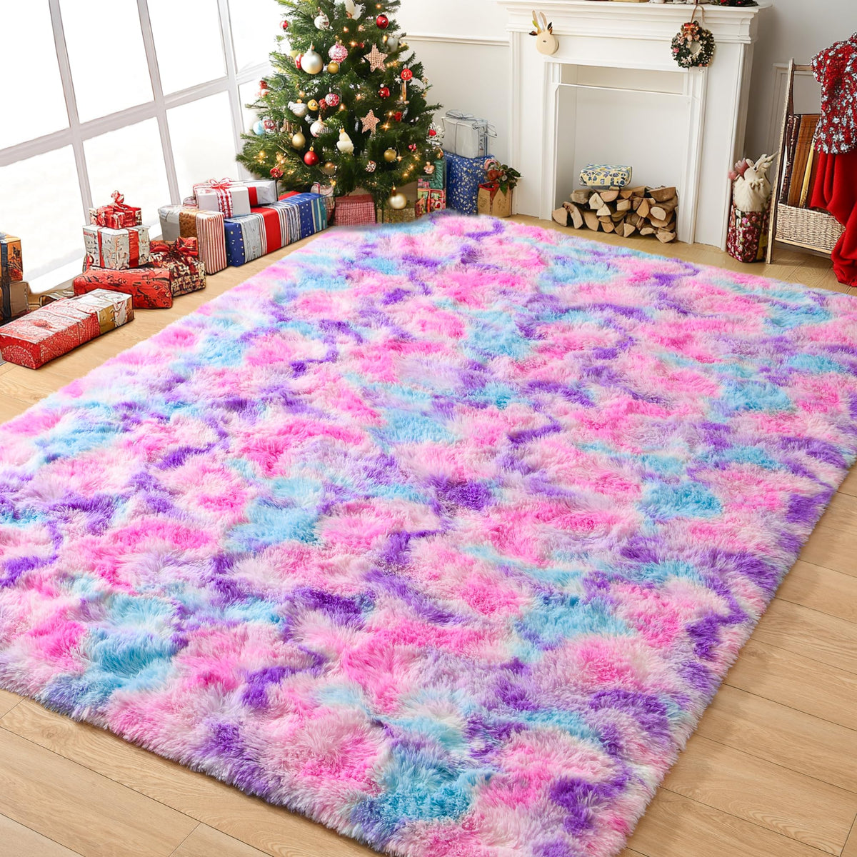 Area Rugs 9x12 for Living Room, Super Soft Fluffy Rugs for Bedroom | Modern Shaggy Rug Fuzzy Carpets for Kids, Plush Indoor Nursery Home Decor Rug with Non-Slip Bottom, Black