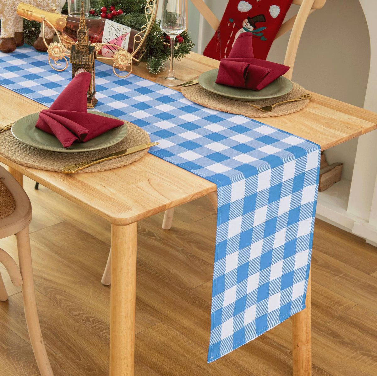 Waterproof Checkered Tablecloth Fabric - Rectangle 58x84 Inch Classic Gingham Buffalo Plaid Table Cloth for Indoor/Outdoor Use - Washable Table Cover for Kitchen, BBQs, and Parties