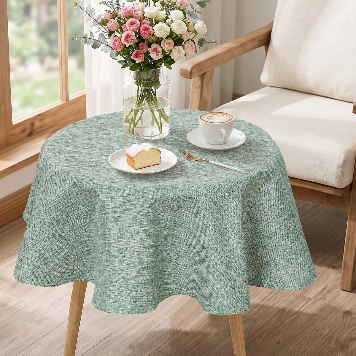 Beige Faux Linen Rectangle Tablecloth 60 x 102 Inch for Dining Room | Linen Texture Table Cover, Wrinkle and Stain Resistant, Durable and Washable Table Cloth for Kitchen Party Home Decor