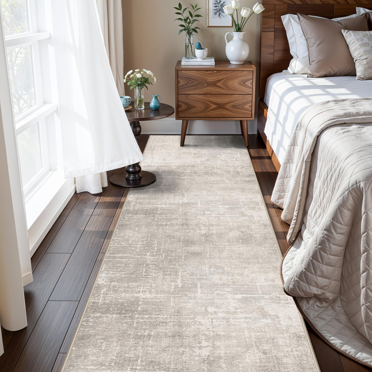 2x6 Hallway Washable Runner Rug : Vintage Soft Kitchen Laundry Runner with Non Slip Backing Farmhouse Entryway Living Room Floor Mat Stain Resistant Carpet for Bedroom Bathroom Distressed Beside Rug